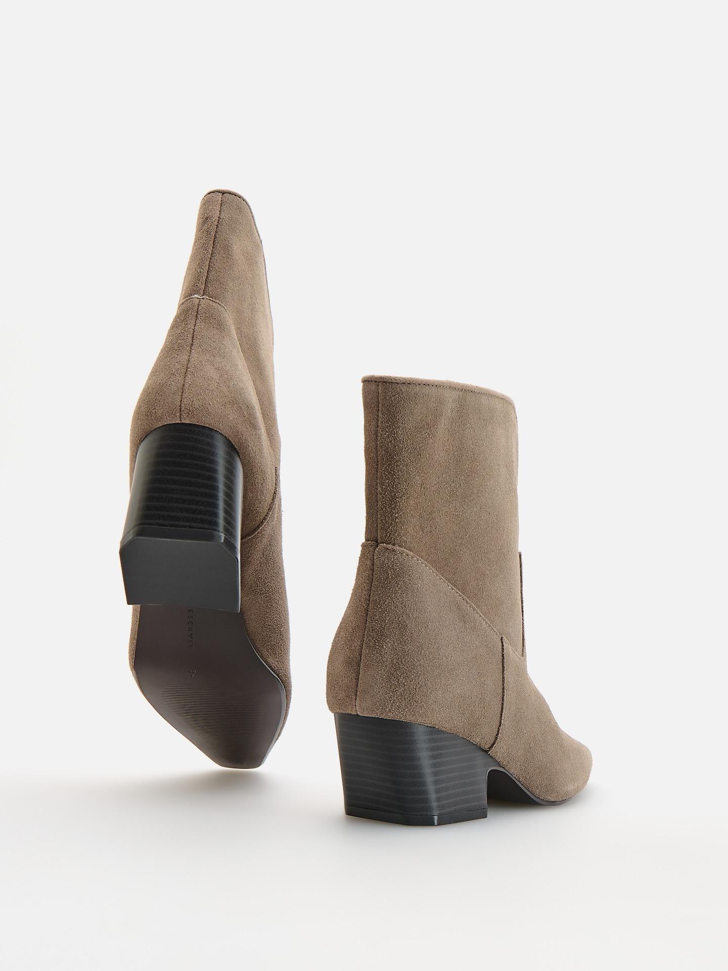 Beige Leather Ankle Boots, Beige, medium