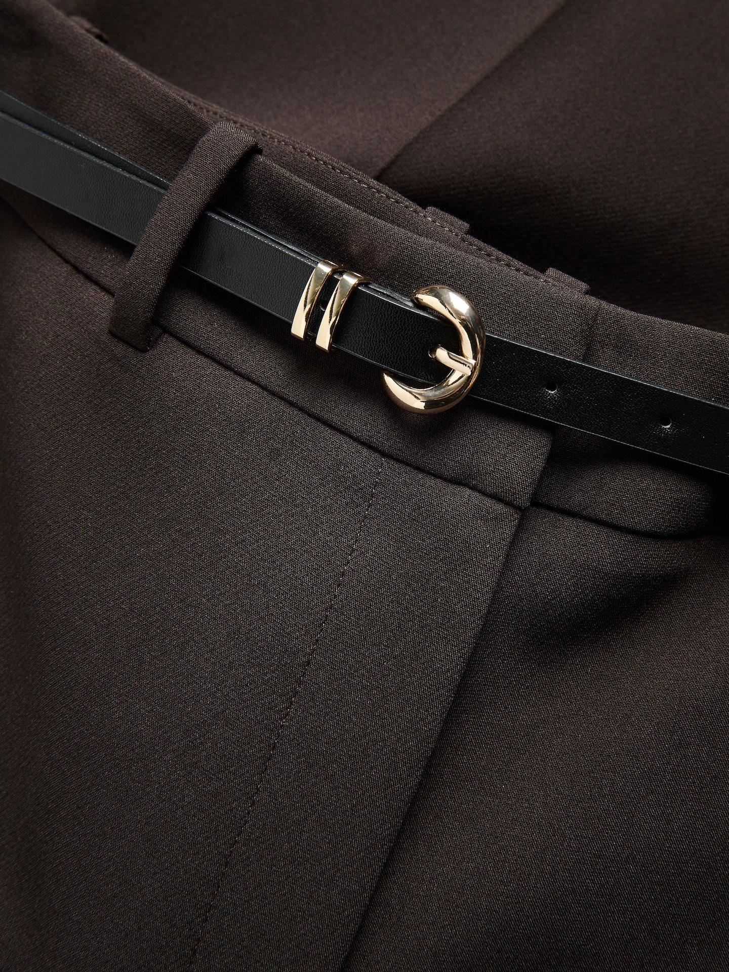 Brown Flare Trousers With Belt, Brown, large image number 1