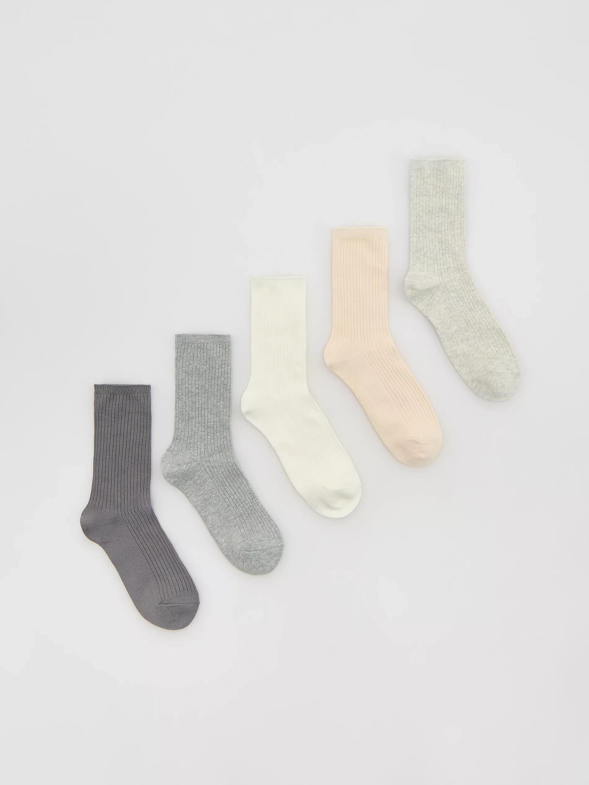 Grey Long Socks 5 Pack, Grey, medium
