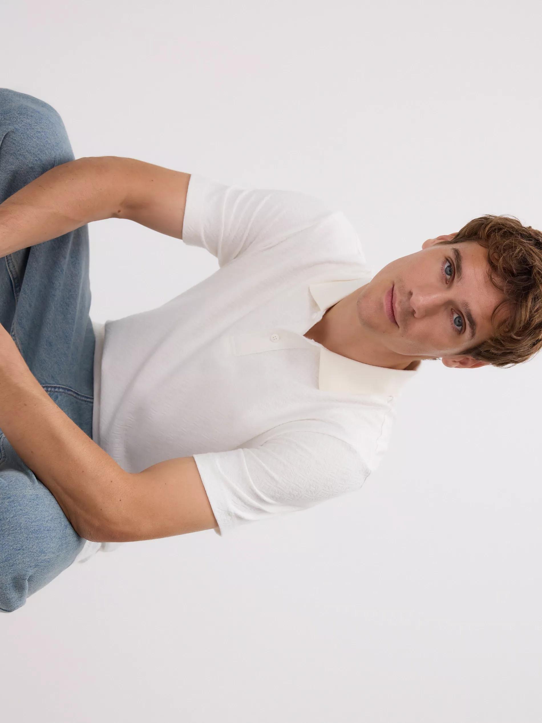 Cream Regular Fit Polo Shirt, Ivory, large image number 3