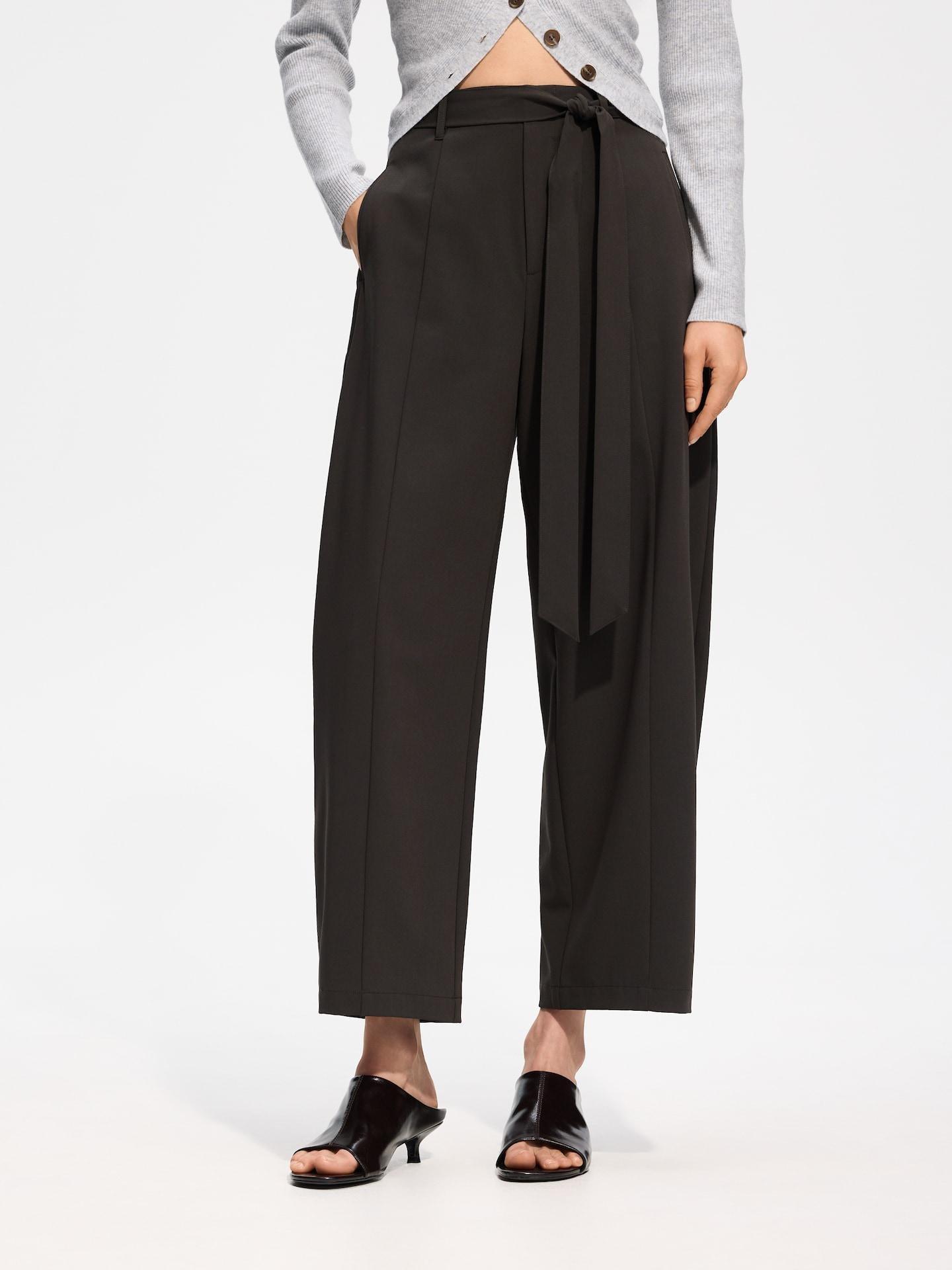 Green Barrel Leg Trousers With Tie, Green, large image number 0