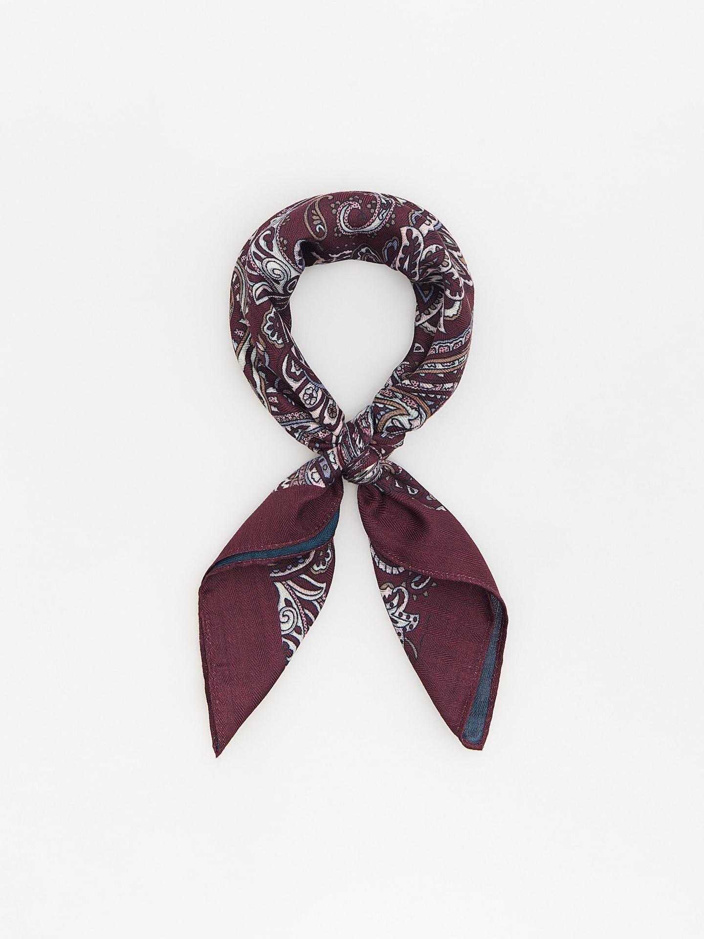 Red Patterned Bandanna, Burgundy, medium
