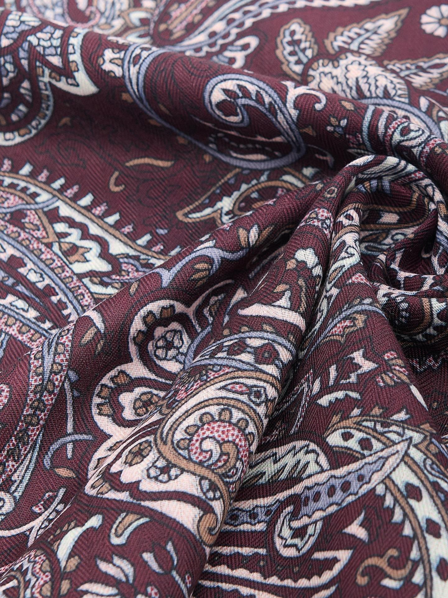 Red Patterned Bandanna, Burgundy, large image number 1