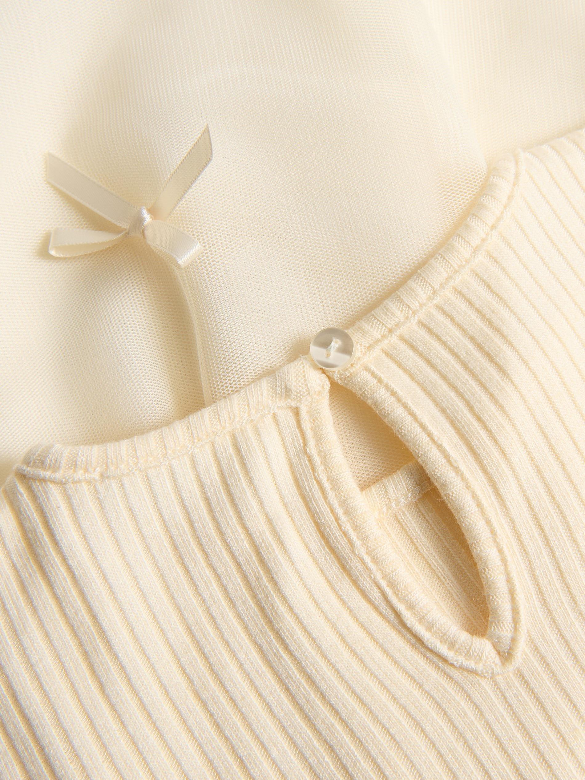 Beige Dress With Tulle Hem, Ivory, large image number 3