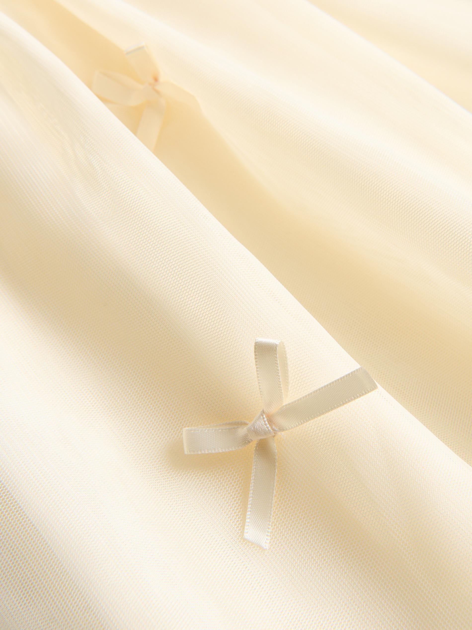 Beige Dress With Tulle Hem, Ivory, large image number 4