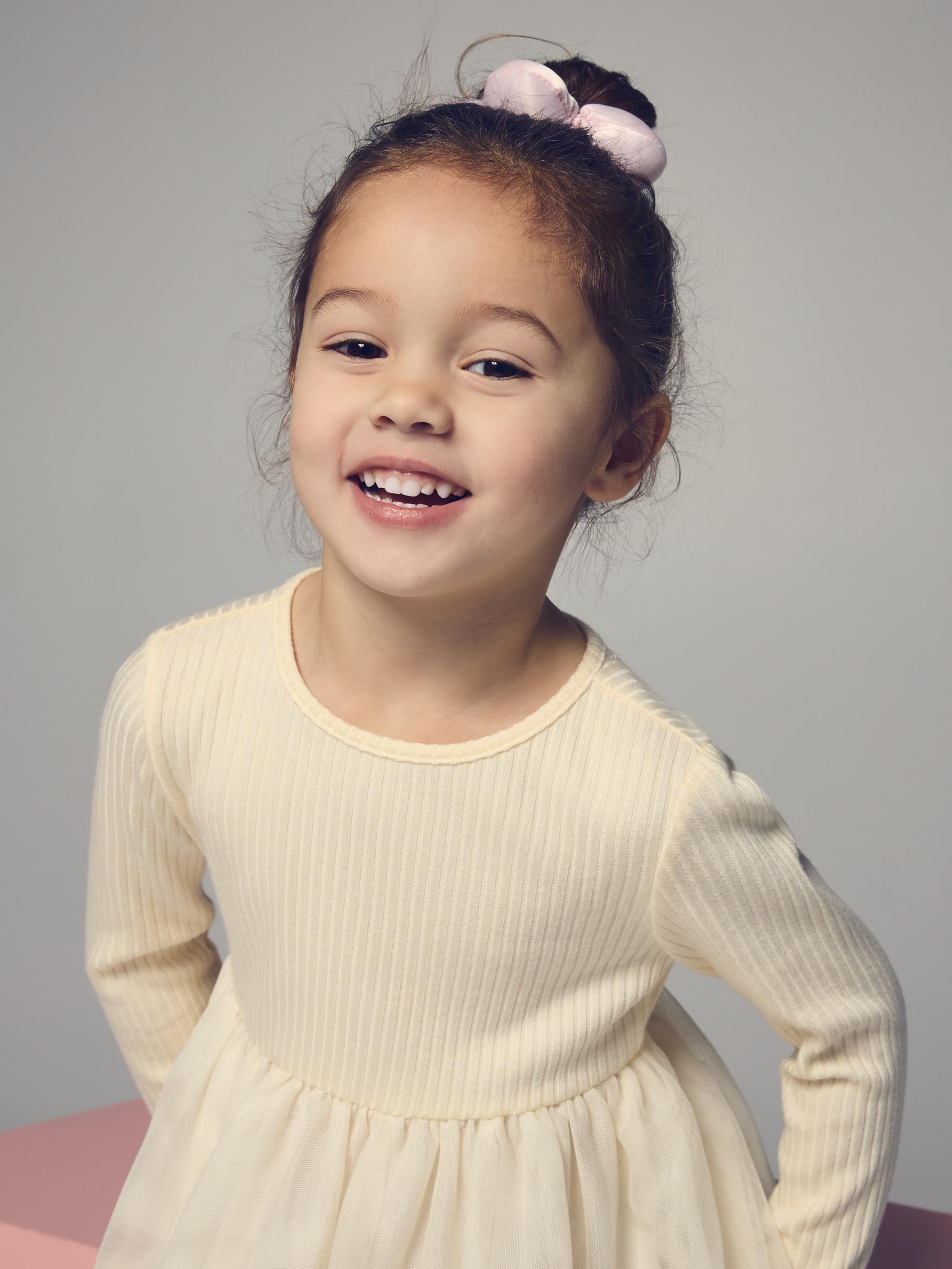 Beige Dress With Tulle Hem, Ivory, large image number 6