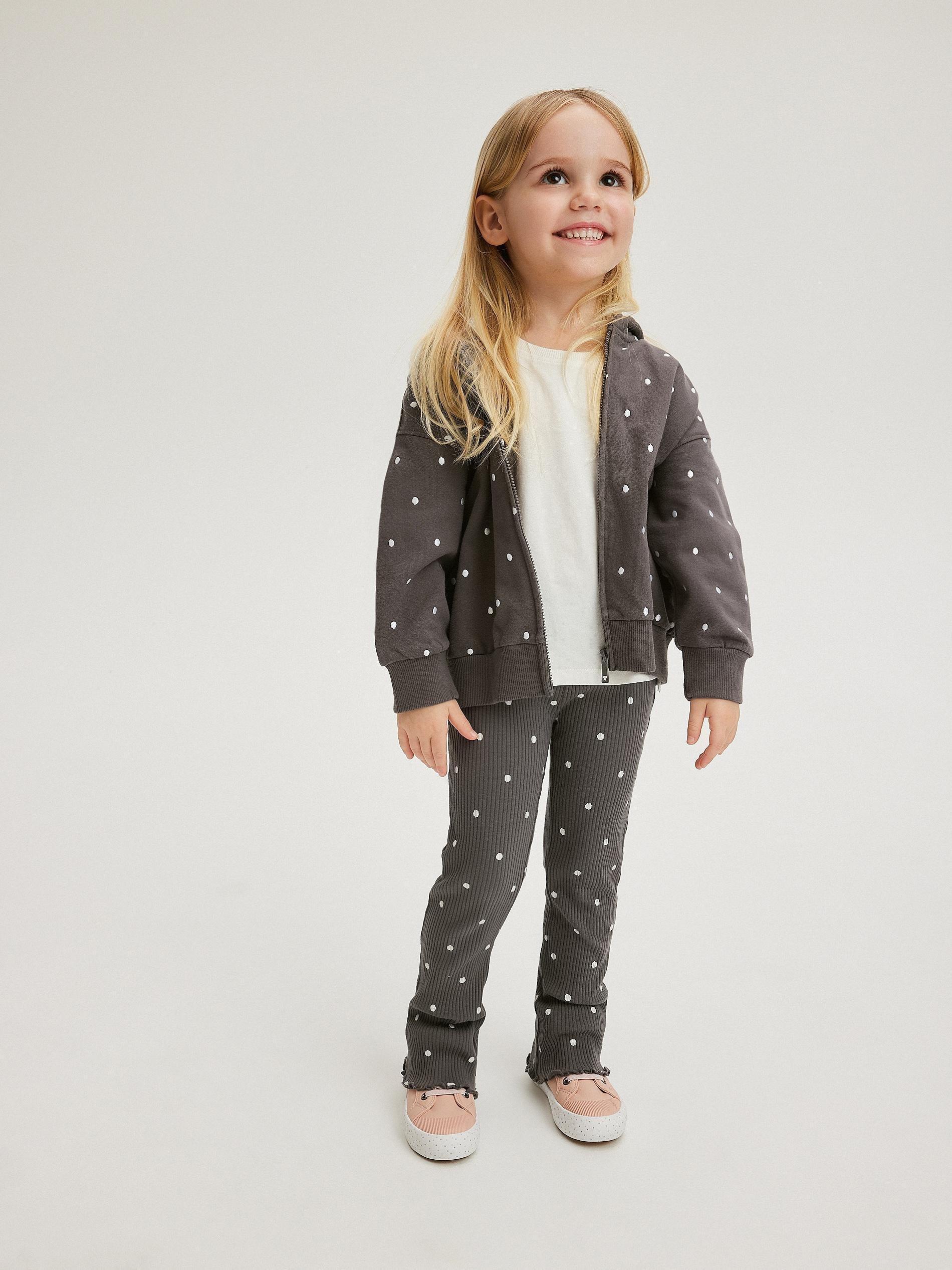 Grey Polka Dot Leggings, Kids Girls, , large image number 3
