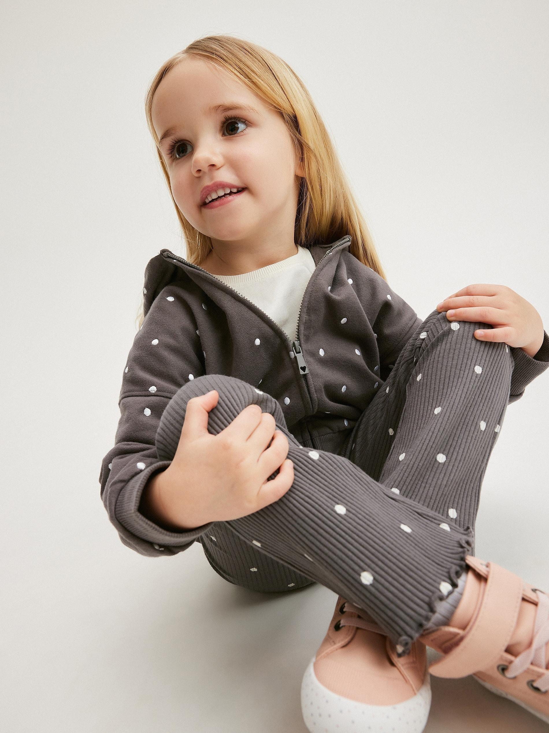 Grey Polka Dot Leggings, Kids Girls, , large image number 4