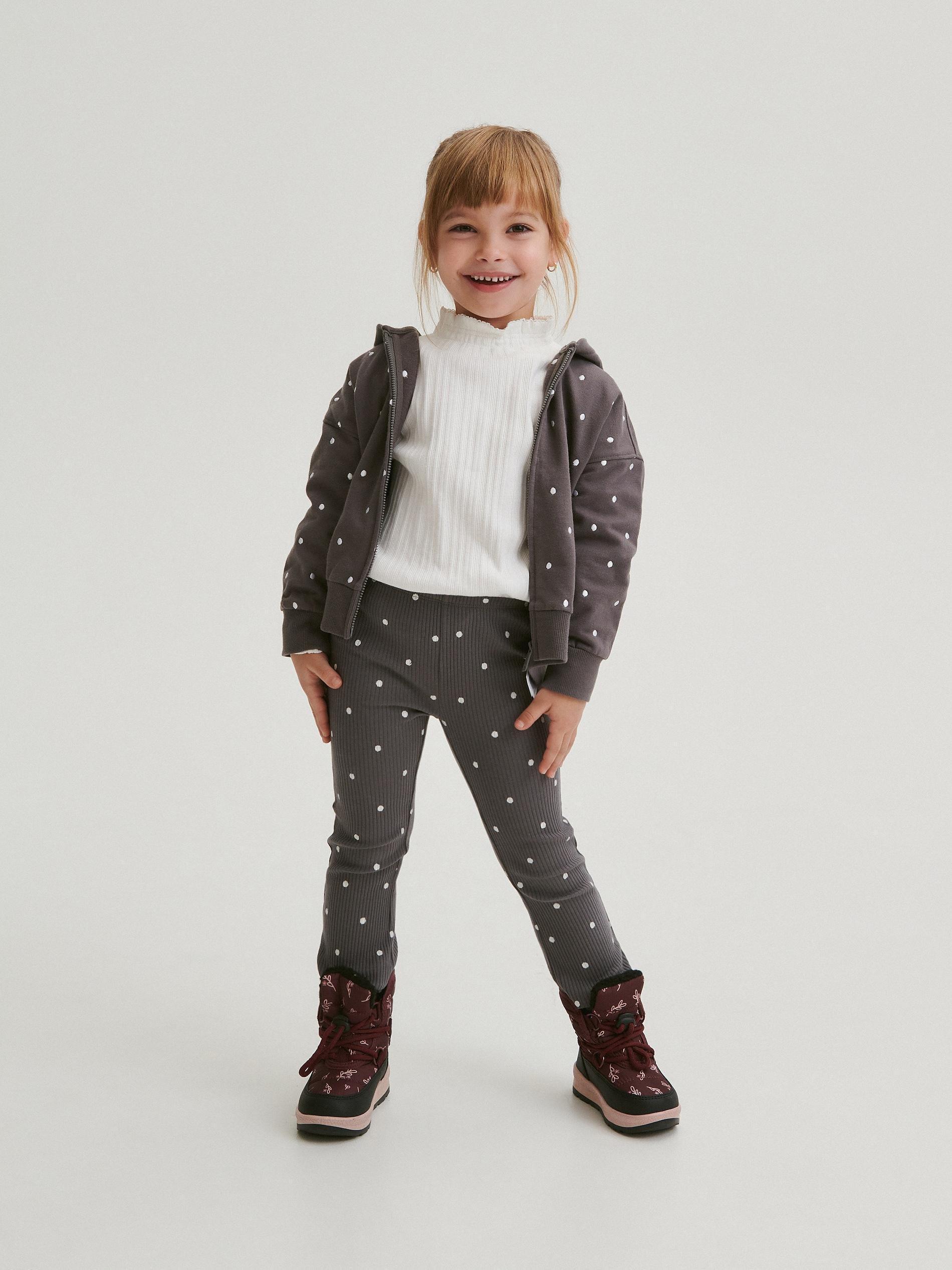 Grey Polka Dot Leggings, Kids Girls, , large image number 5