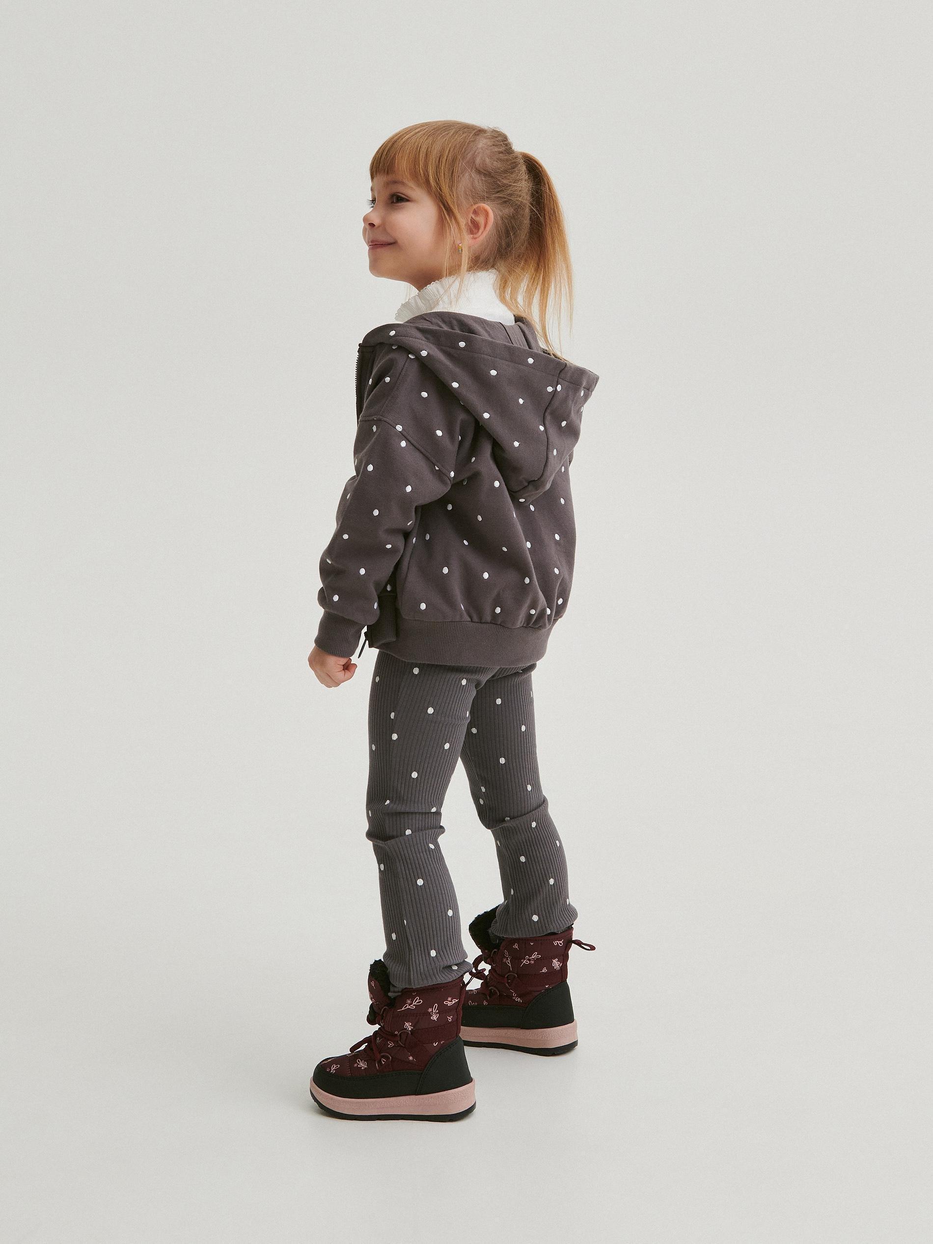 Grey Polka Dot Leggings, Kids Girls, , large image number 6