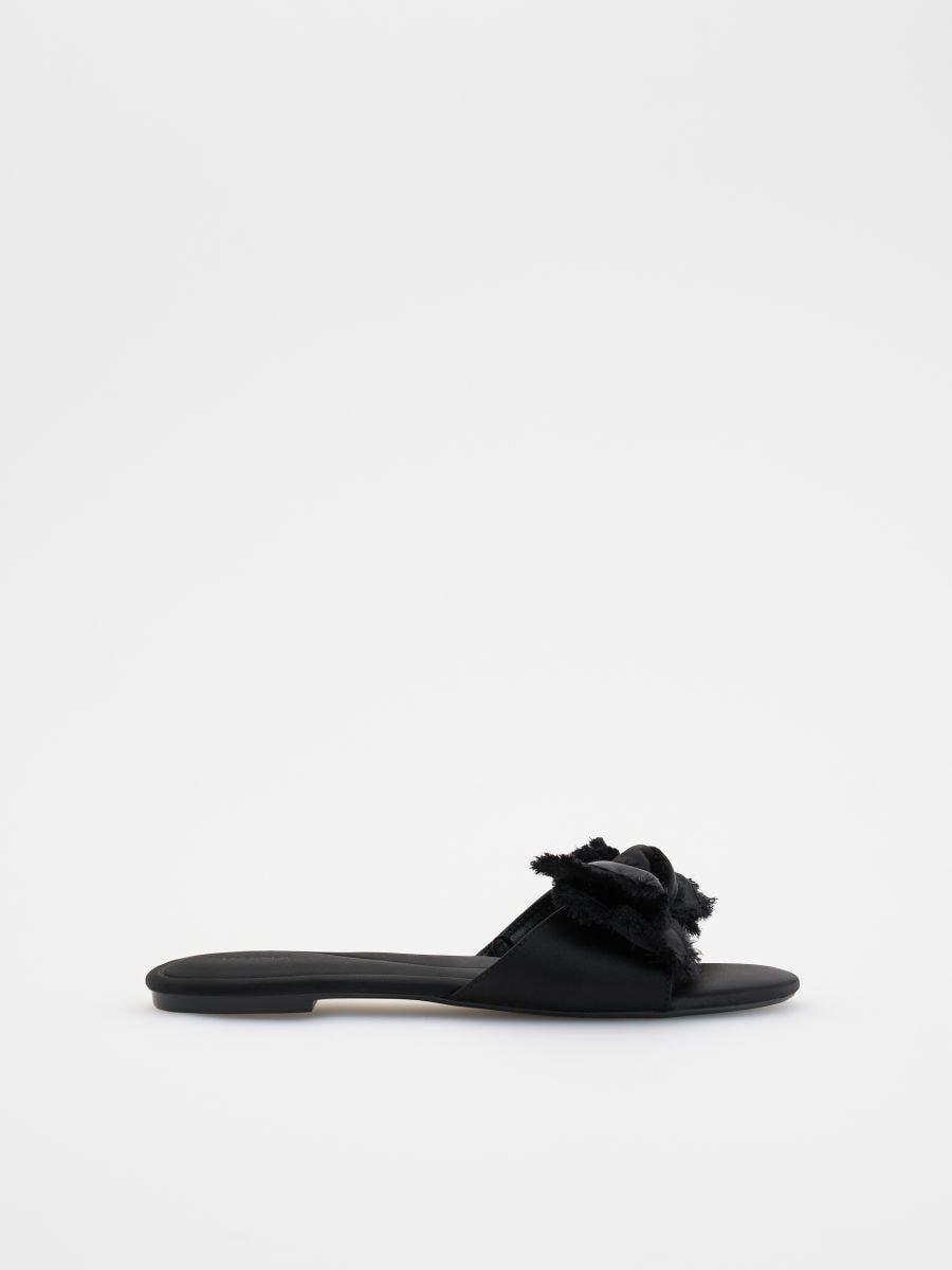 Black Sliders With Bow Detail, , medium