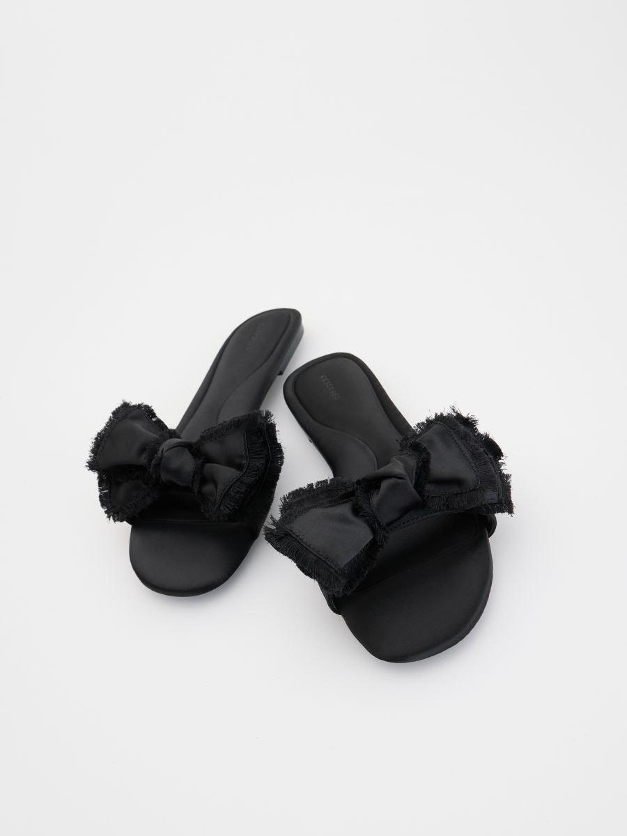 Black Sliders With Bow Detail, , large image number 1