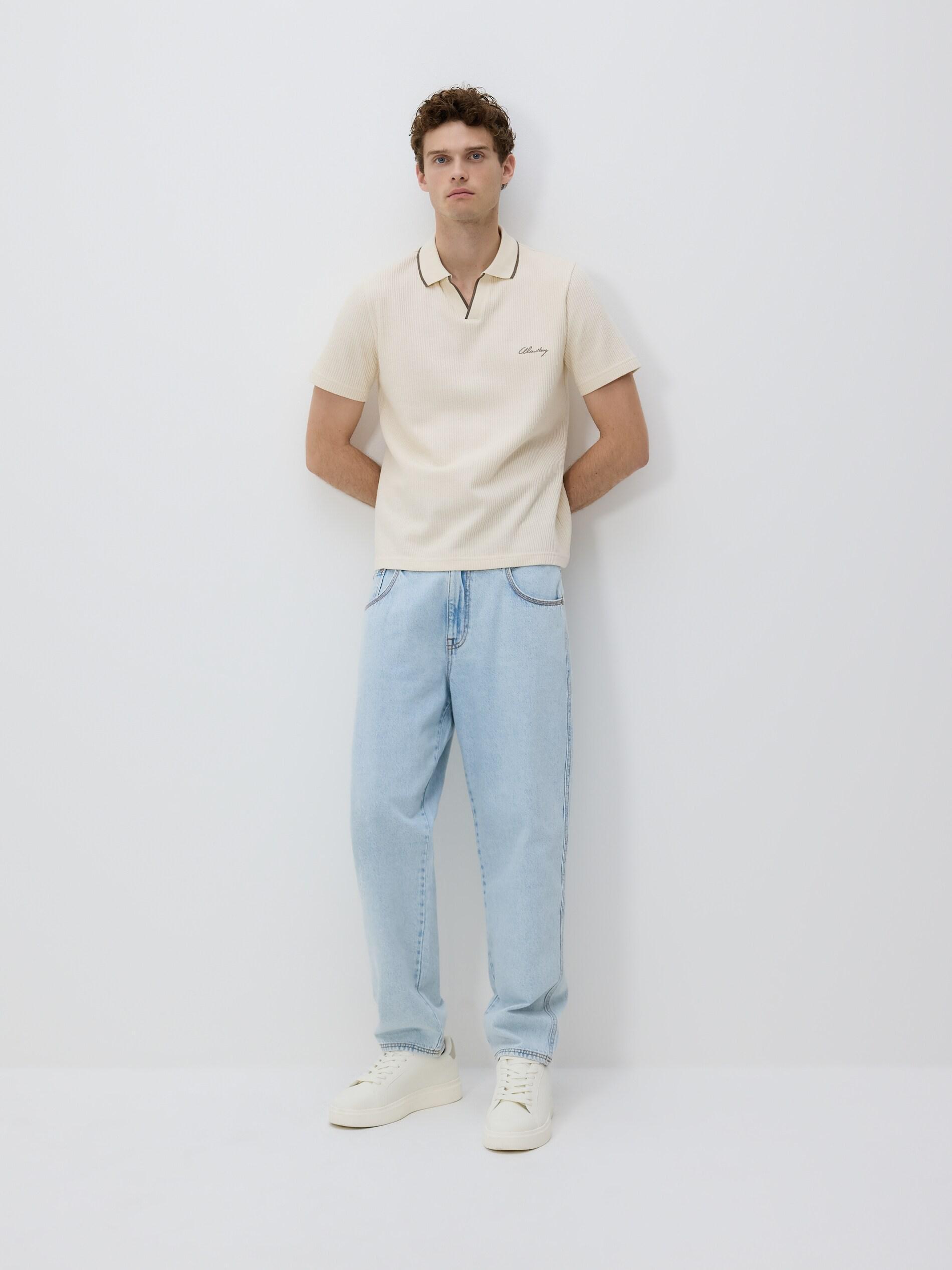 CREAM Comfort fit structural fabric polo shirt, Ivory, large image number 1