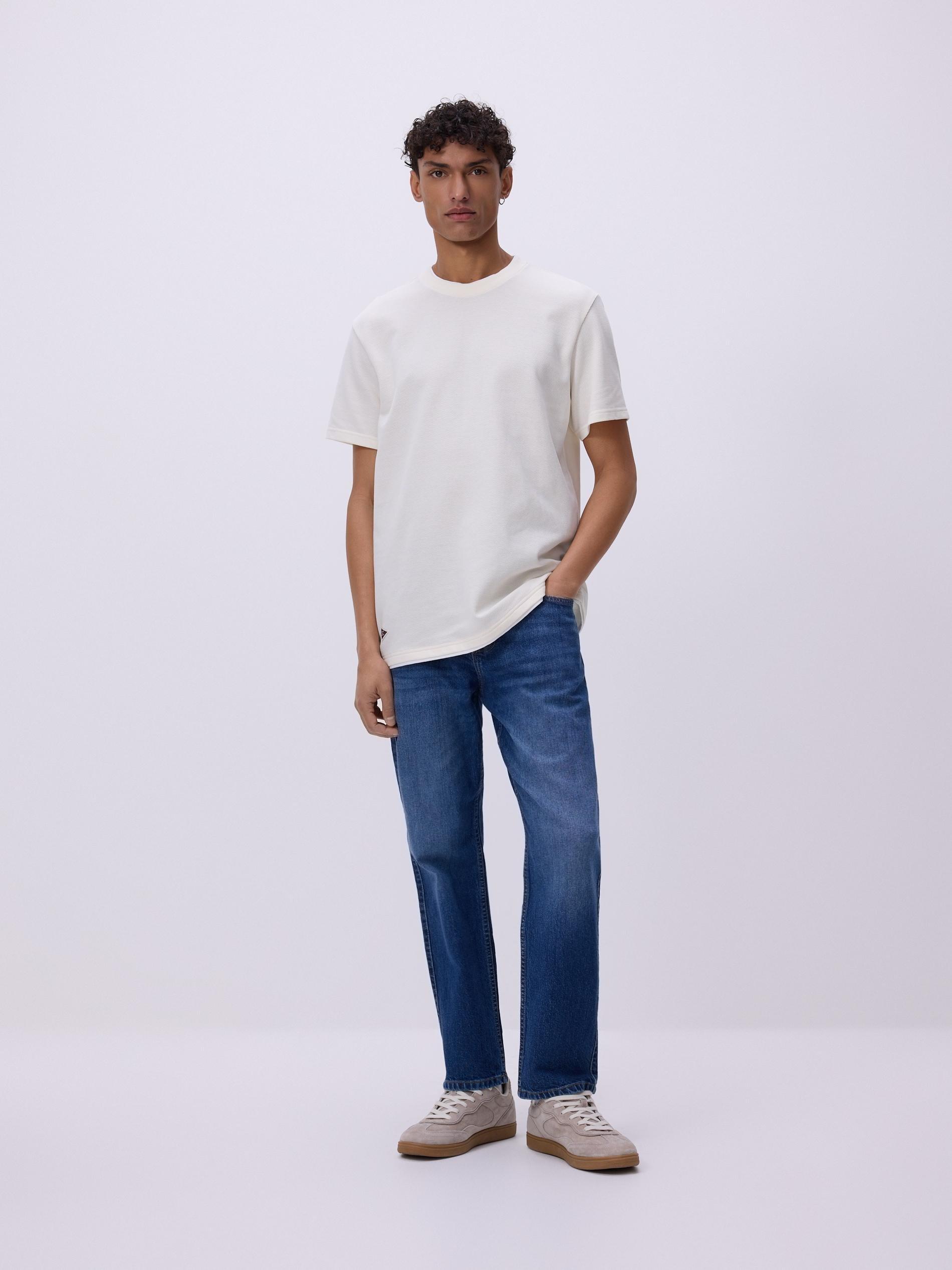 Cream Regular Fit Structural Fabric T-Shirt, Ivory, medium