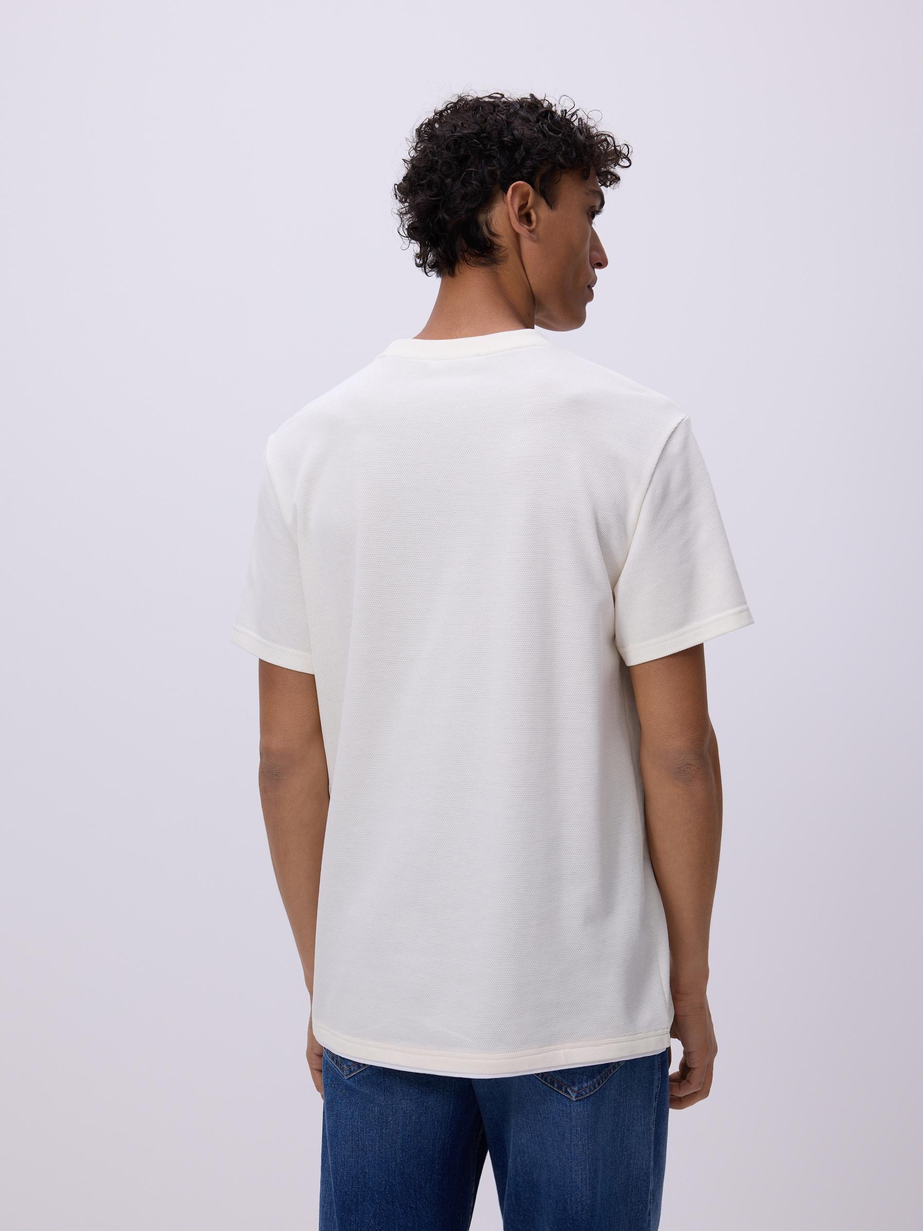 Cream Regular Fit Structural Fabric T-Shirt, Ivory, medium