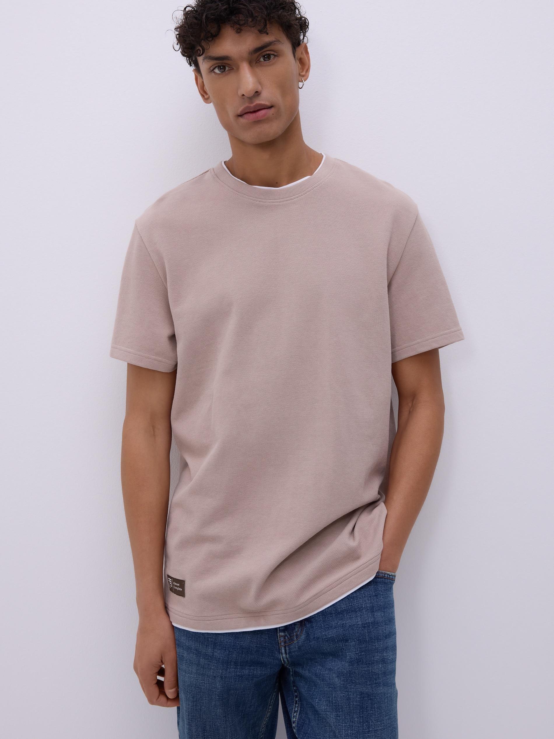 Beige Regular Fit Structural Fabric T-Shirt, Beige, large image number 0