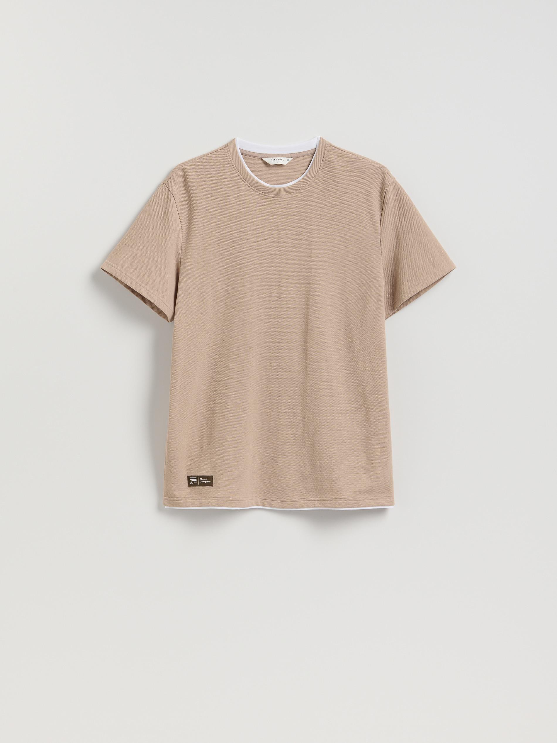 Beige Regular Fit Structural Fabric T-Shirt, Beige, large image number 3