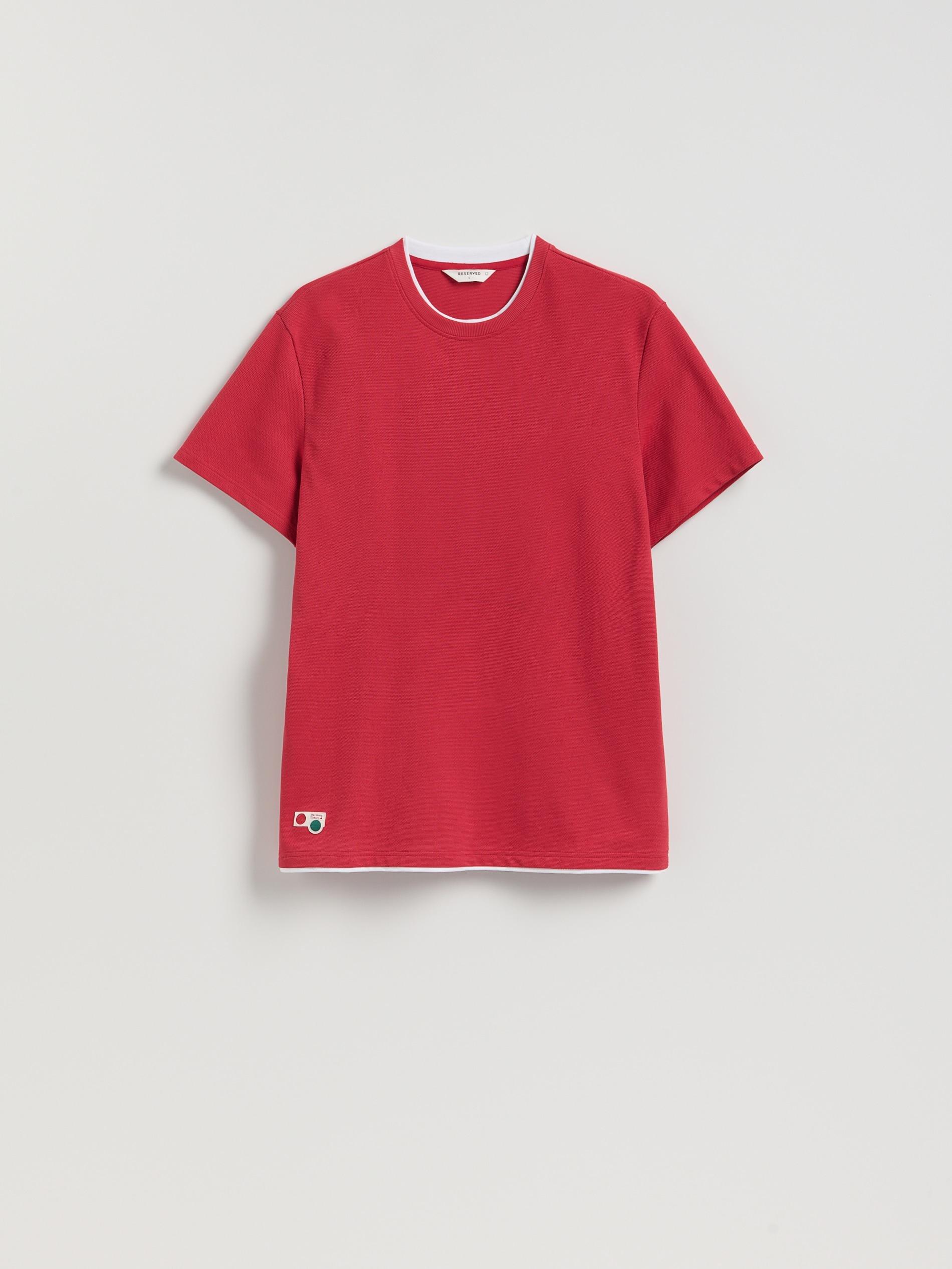 Red Regular Fit Structural Fabric T-Shirt, Red, medium