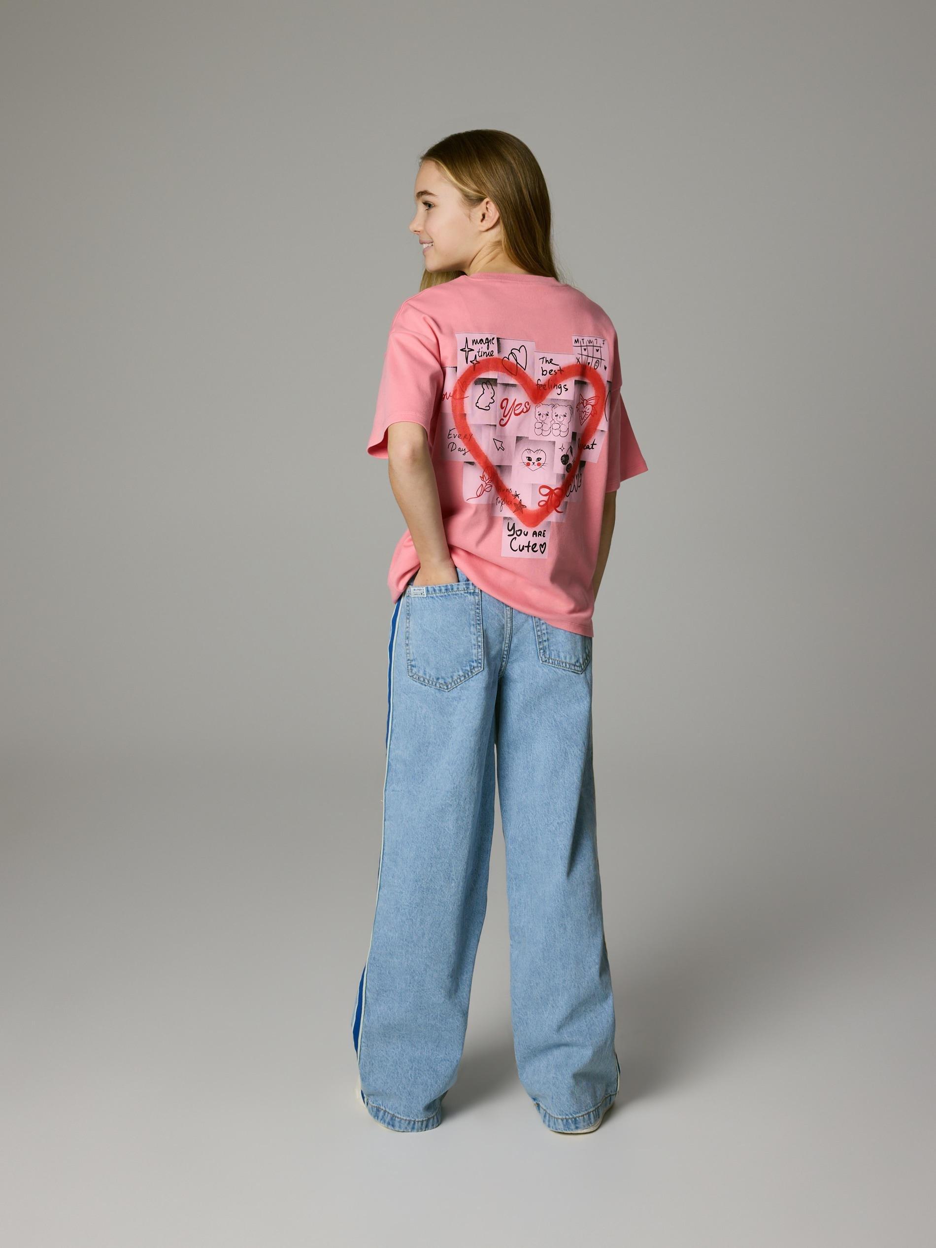 Blue Super Wide Leg Jeans With Side Stripes, Blue, large image number 6