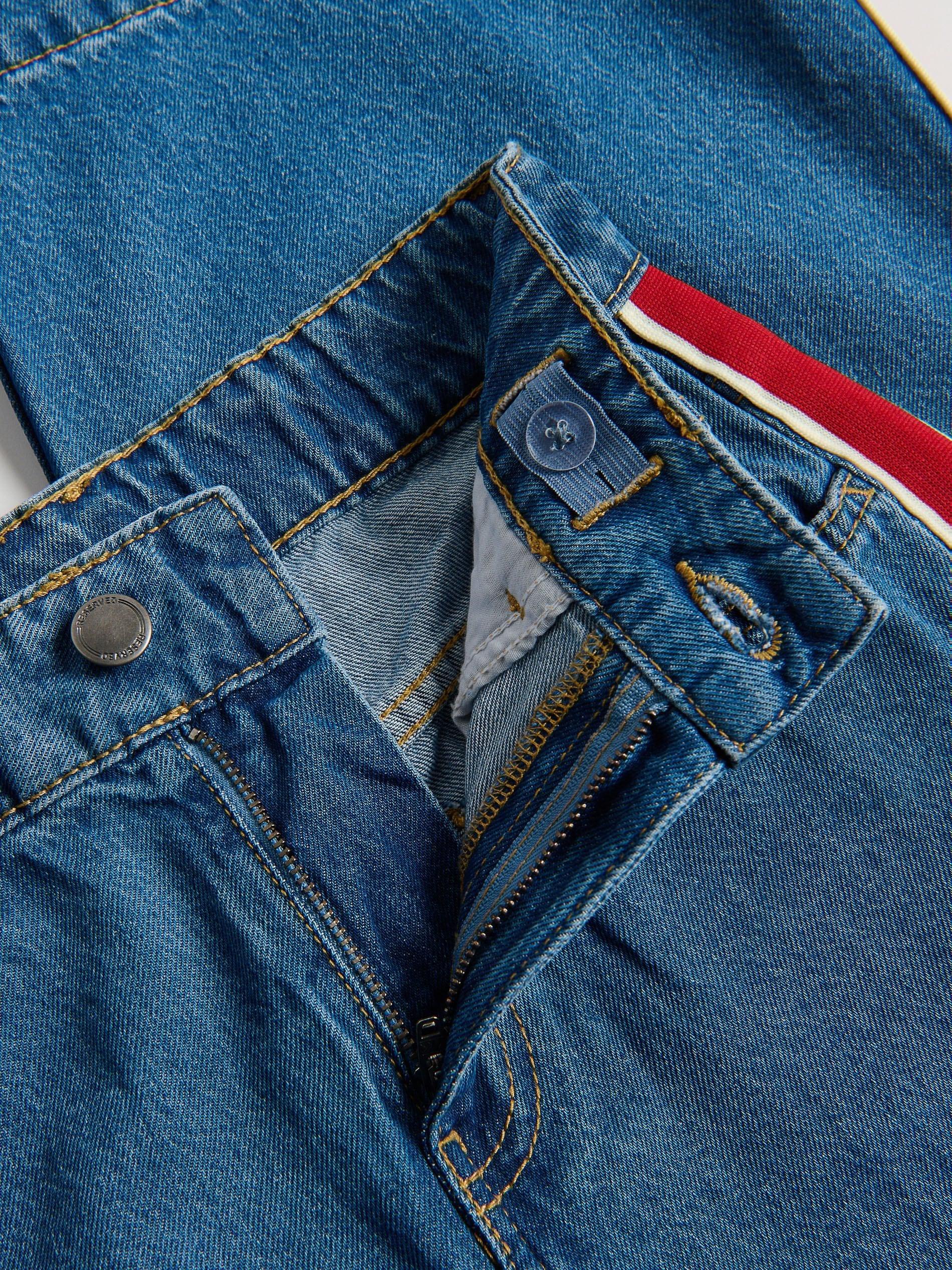 Blue Super Wide Leg Jeans With Side Stripes, Blue, large image number 3