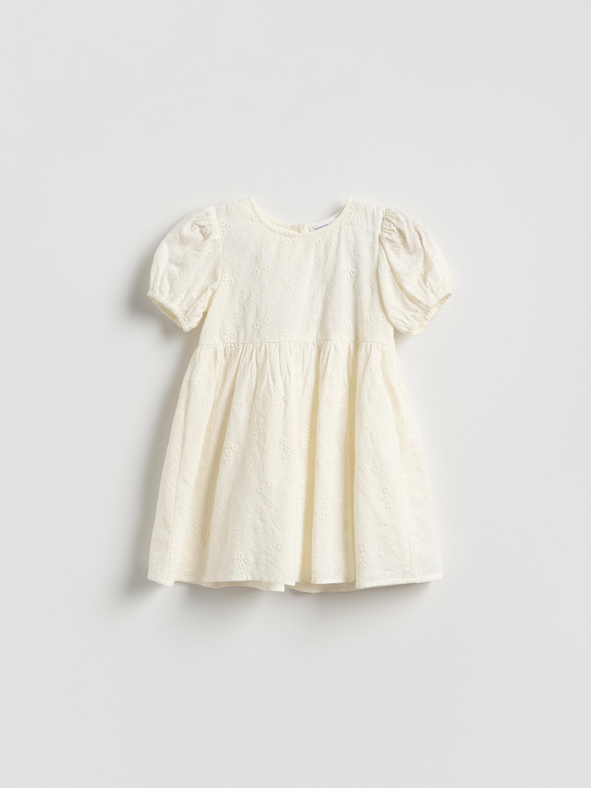 Cream Dress With Embroidered Pattern, Ivory, large image number 2