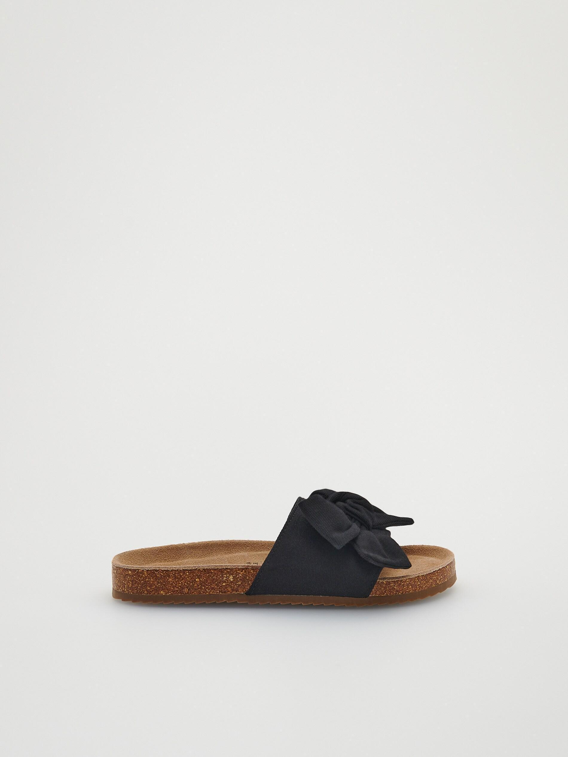 Black Bow Detail Sliders, Kids Girls, , large image number 0