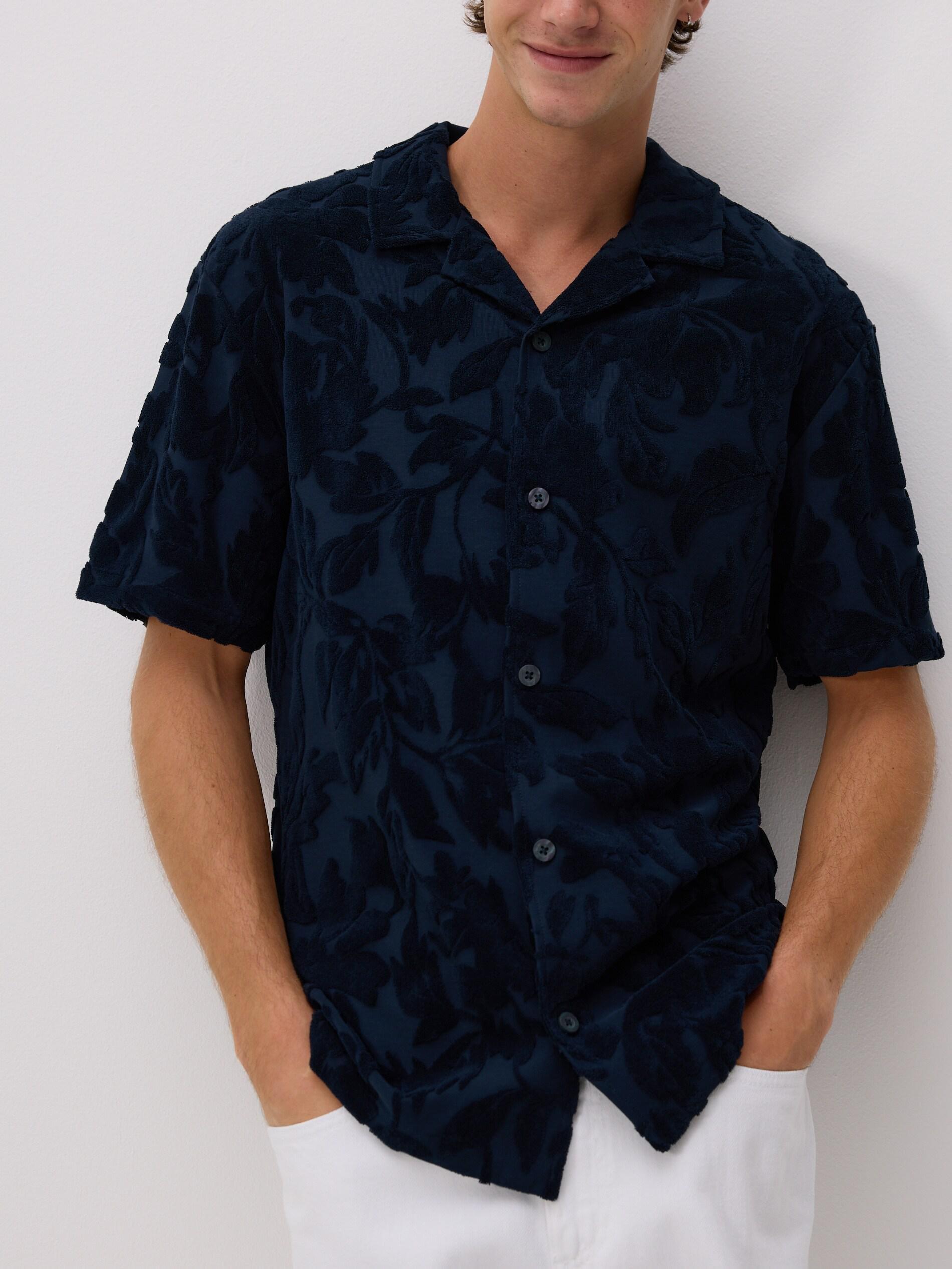 Navy Regular Fit Patterned Shirt, Navy, large image number 0