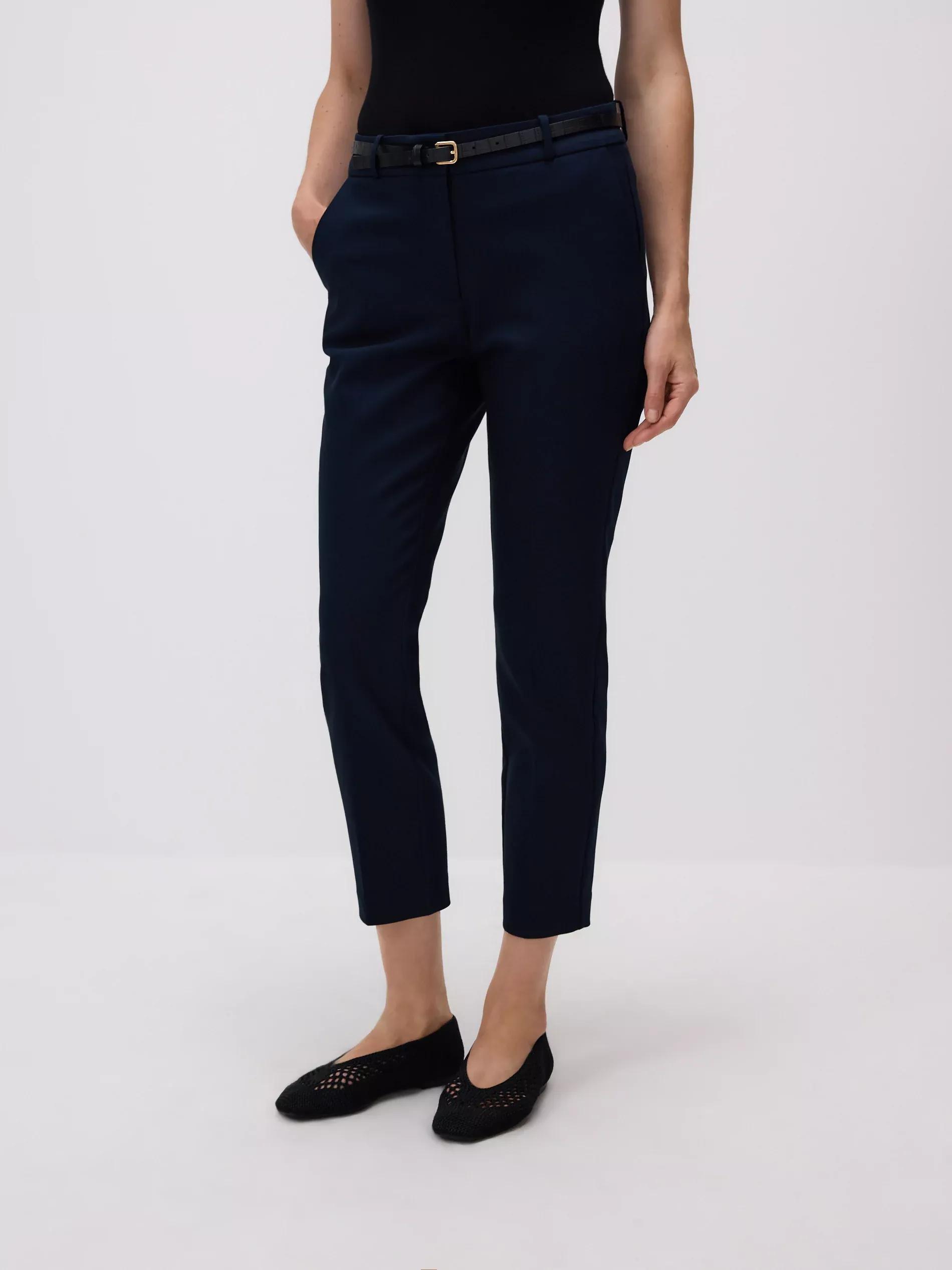 Navy Cigarette pants with belt, , large image number 1