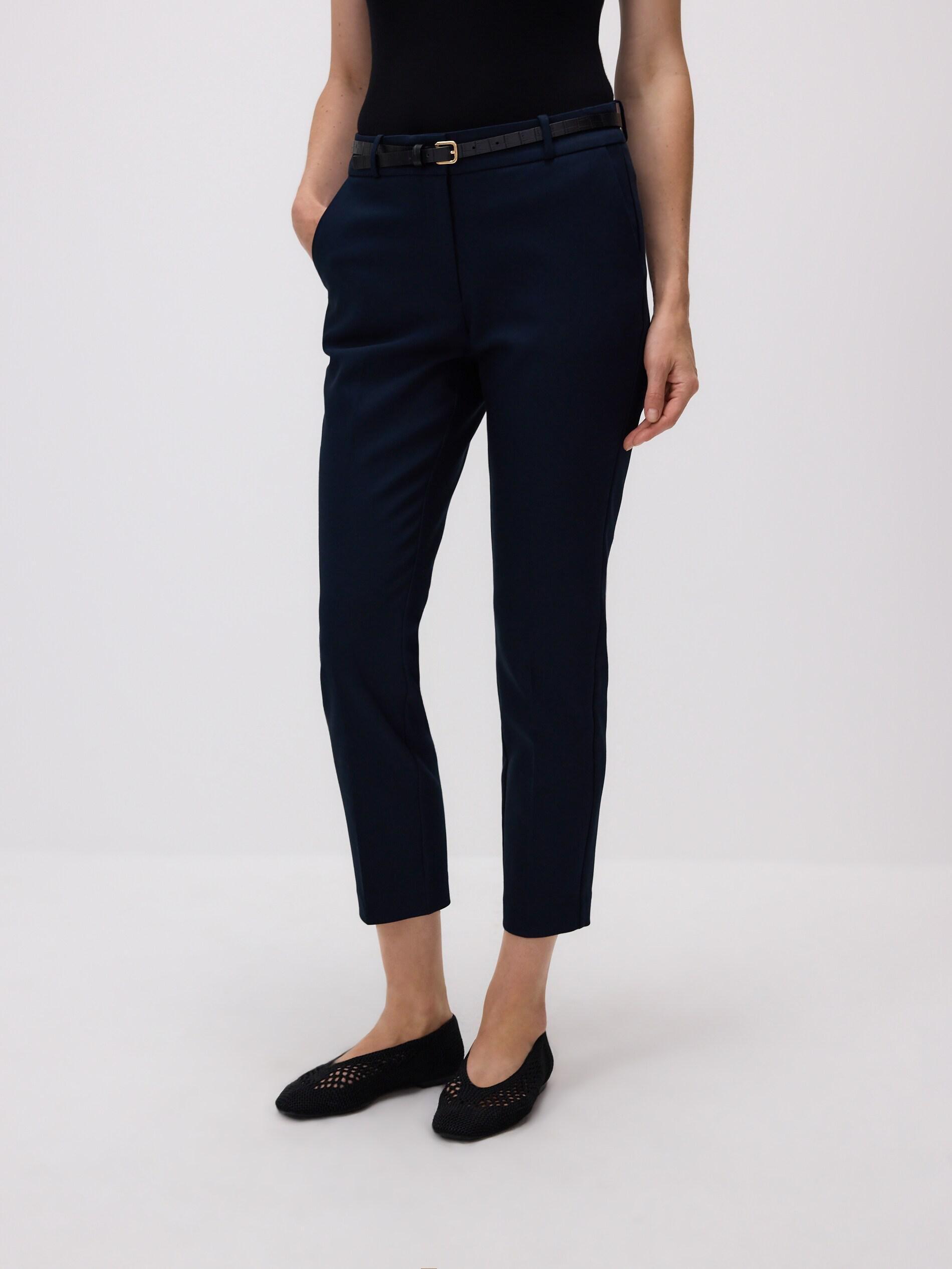Navy Cigarette pants with belt, Navy, medium