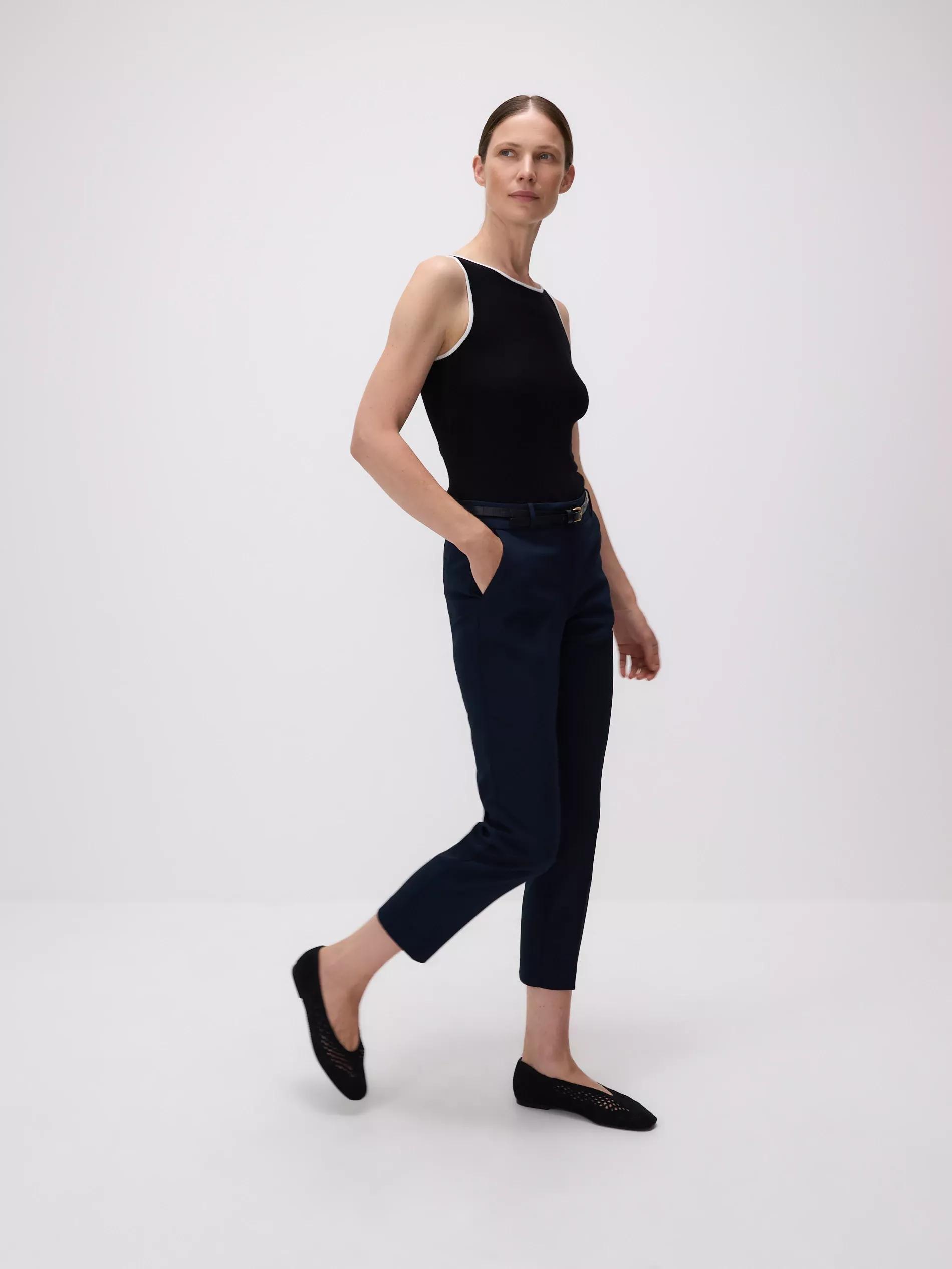 Navy Cigarette pants with belt, , large image number 2