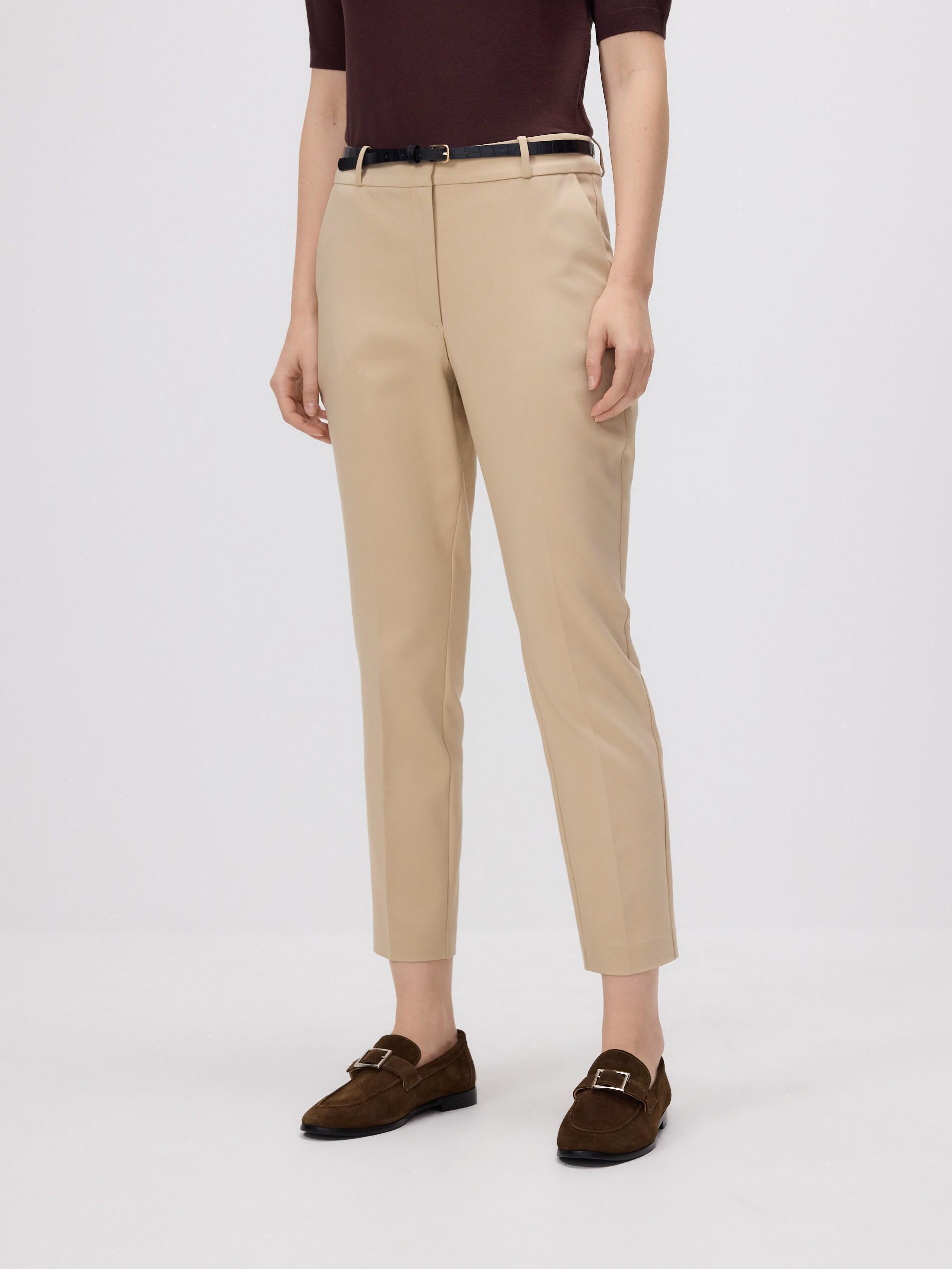 Beige Cigarette pants with belt, Beige, medium