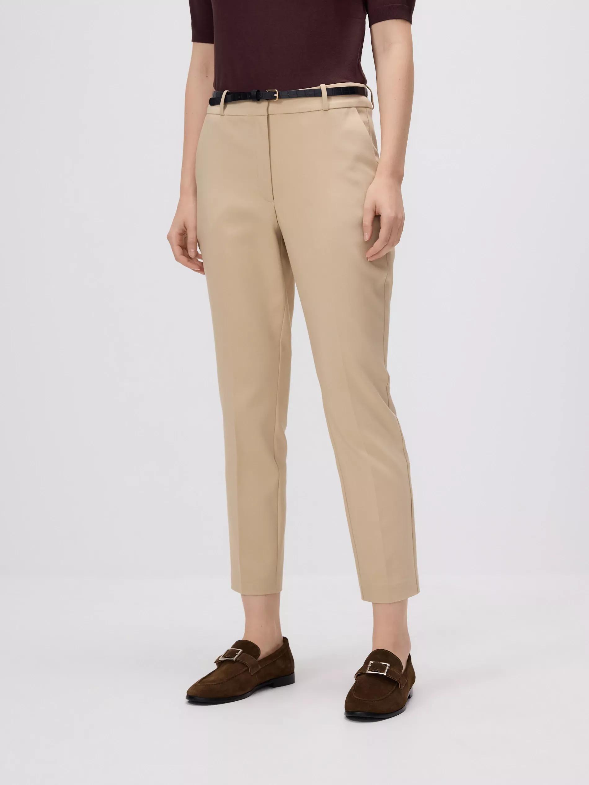Beige Cigarette pants with belt, , large image number 0