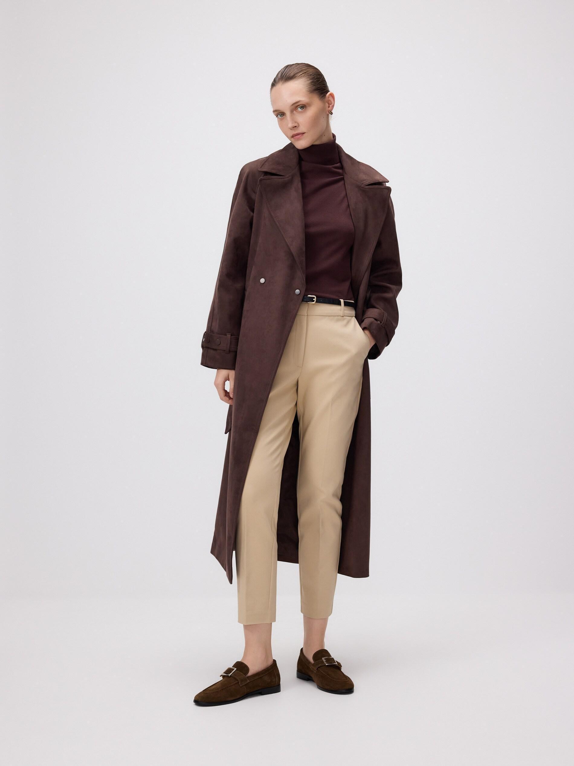 Beige Cigarette pants with belt, Beige, medium