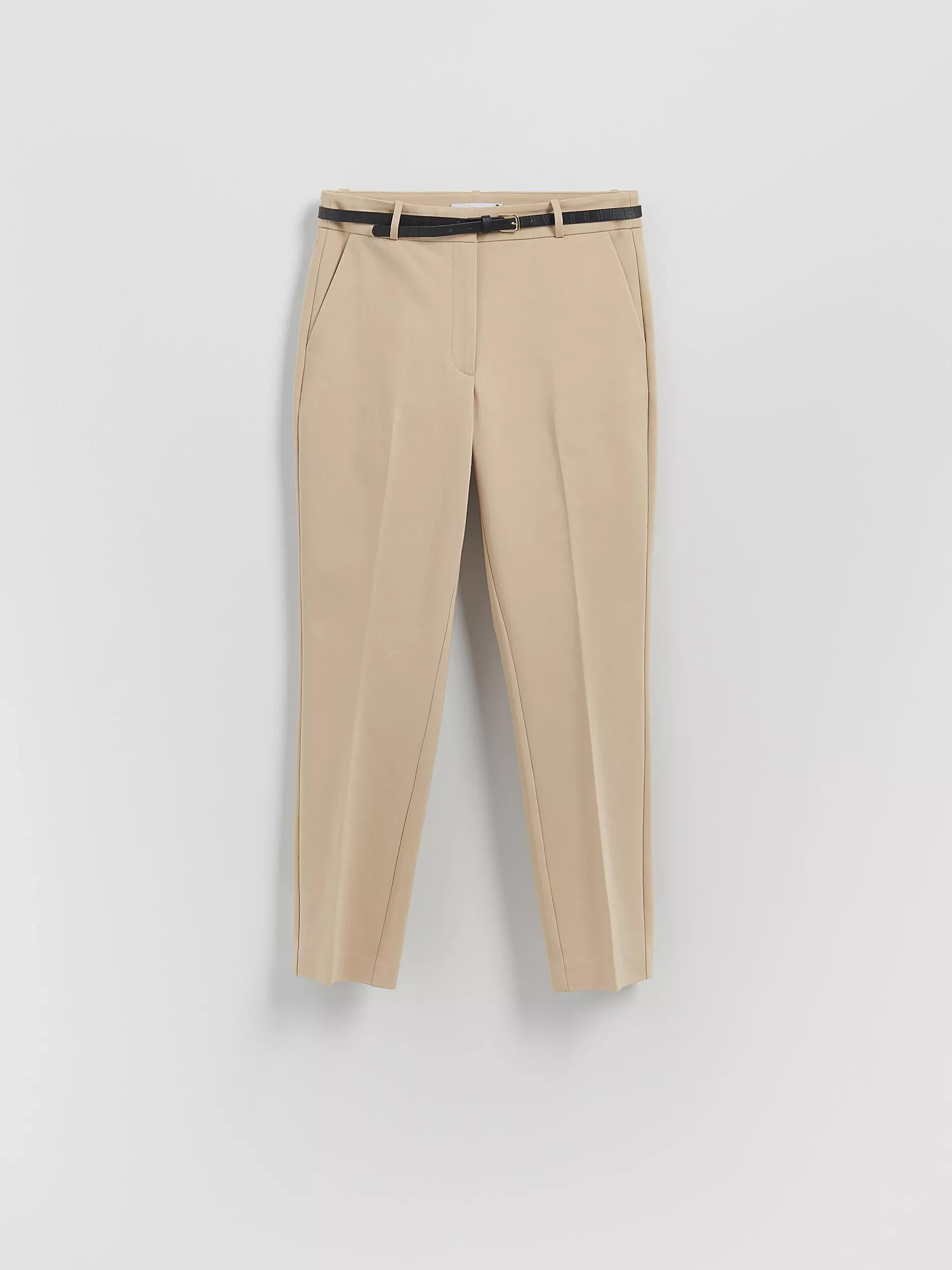 Beige Cigarette pants with belt, , large image number 4