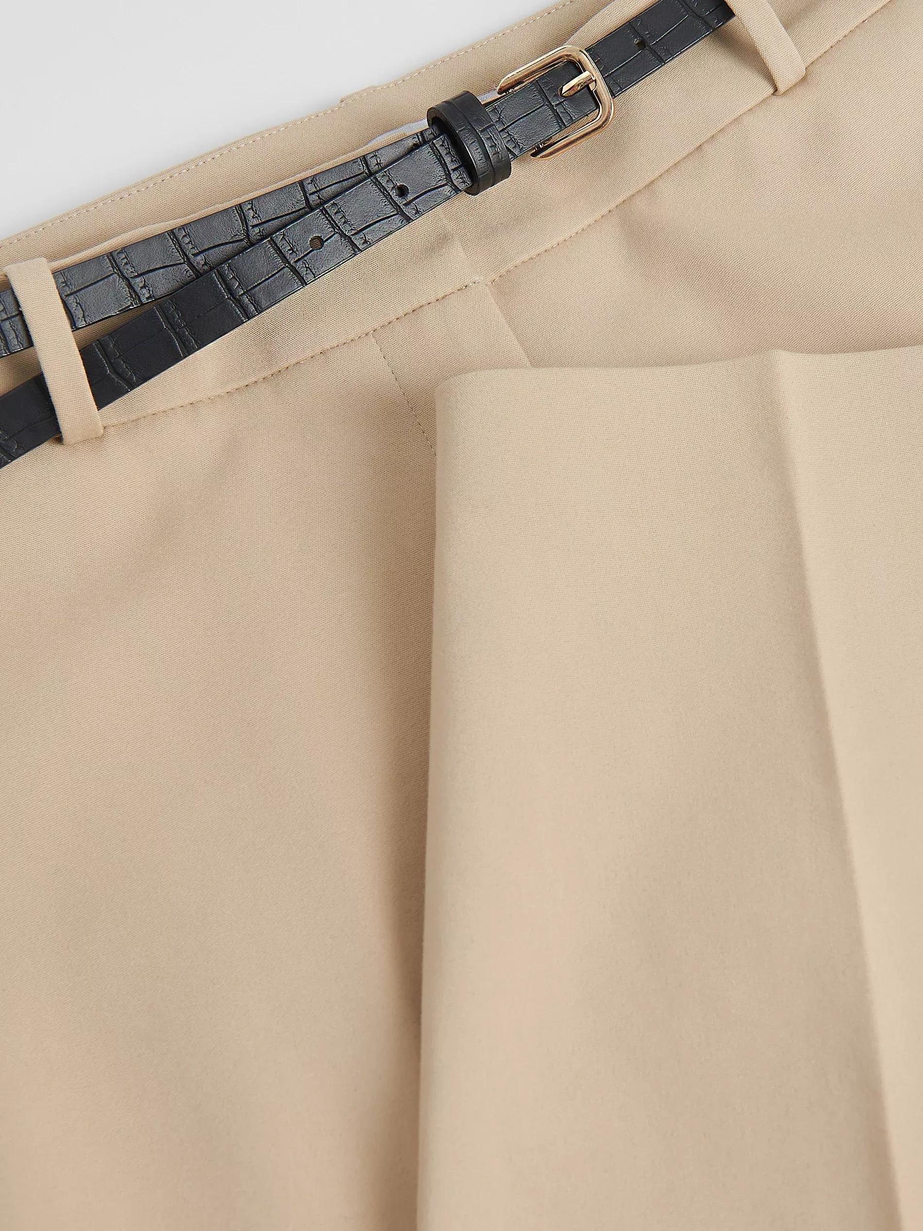 Beige Cigarette pants with belt, , large image number 5