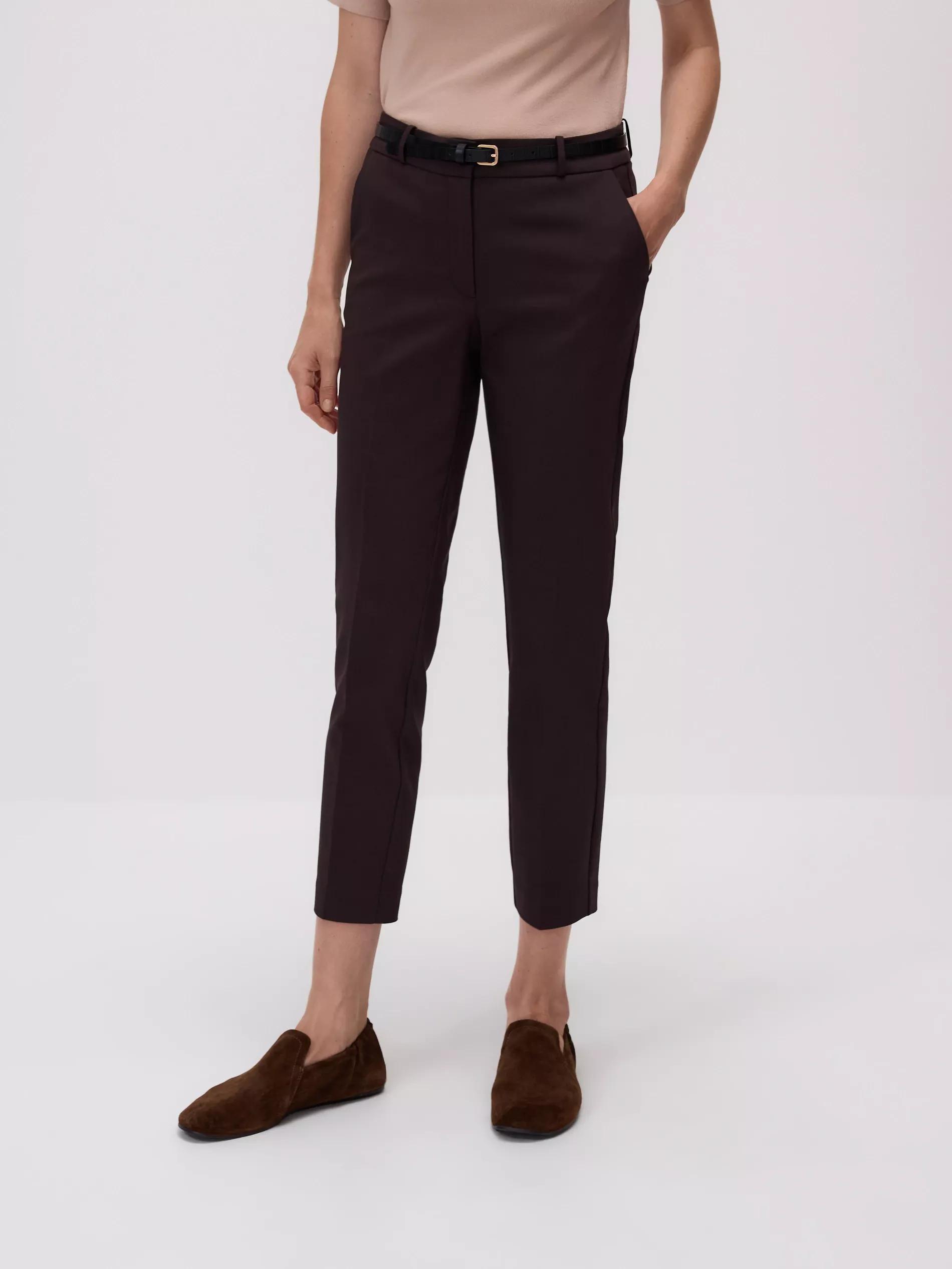 Brown Cigarette Trousers With Belt, , large image number 0