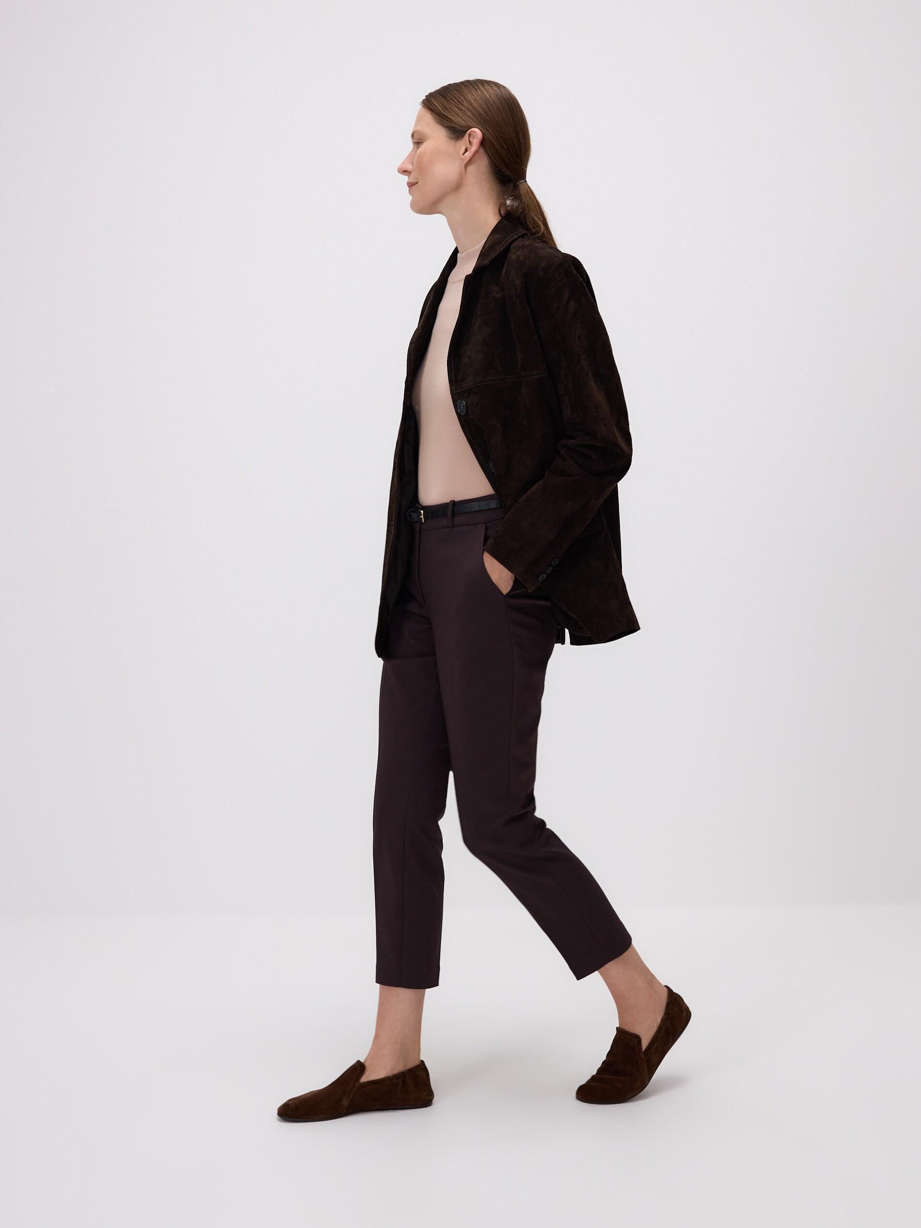 Brown Cigarette Trousers With Belt, Brown, medium