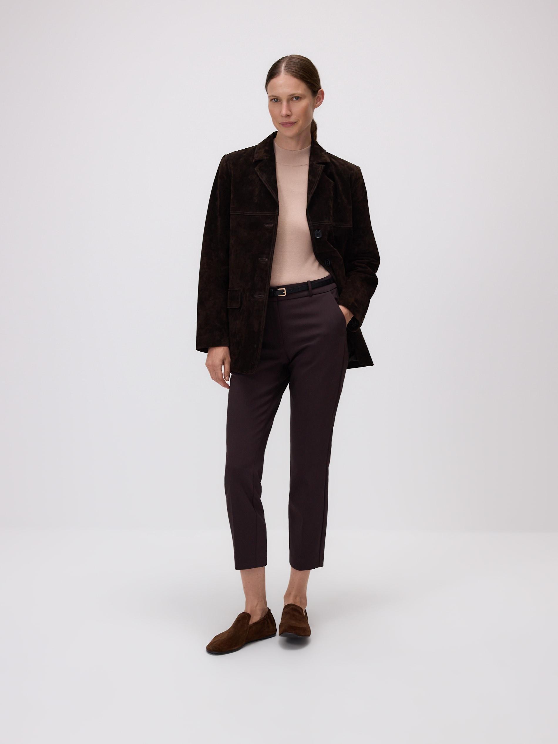 Brown Cigarette Trousers With Belt, Brown, large image number 4