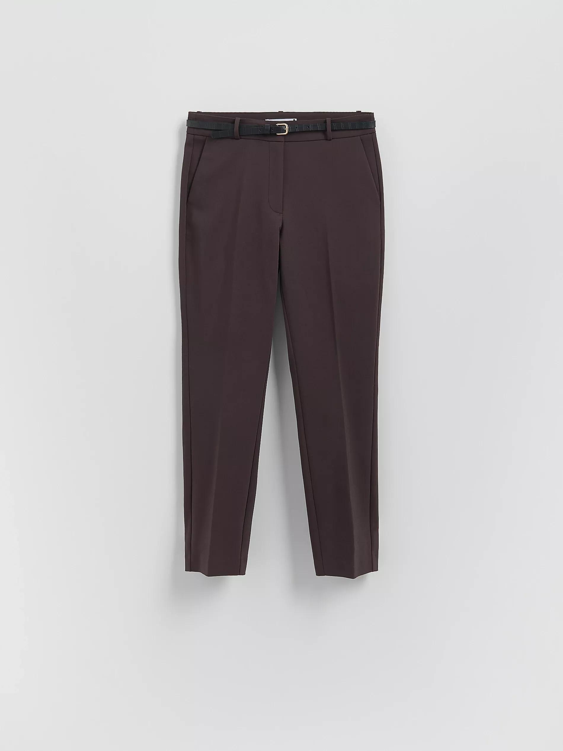 Brown Cigarette Trousers With Belt, Brown, large image number 5