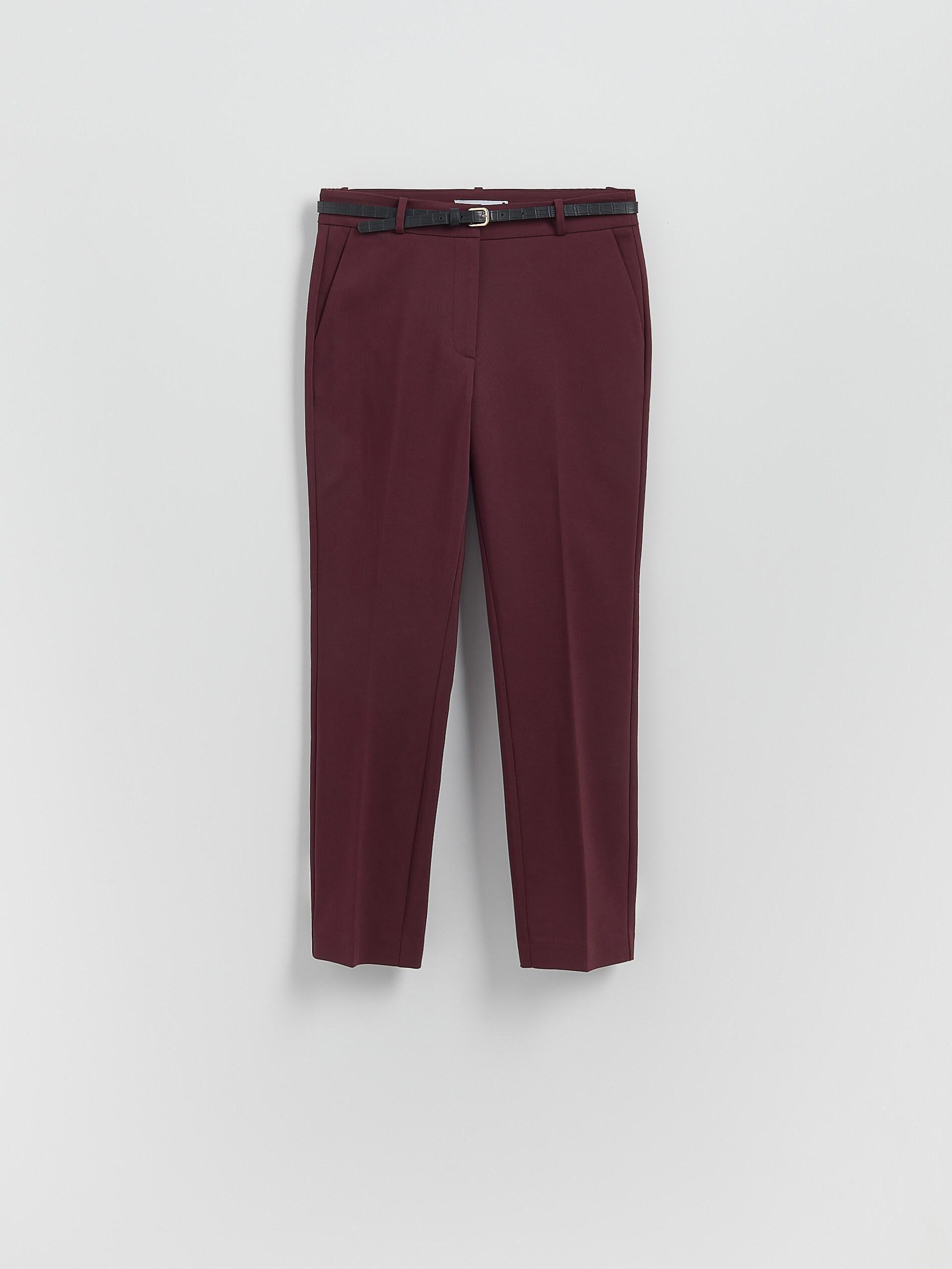 Burgundy Cigarette pants with belt, Burgundy, medium