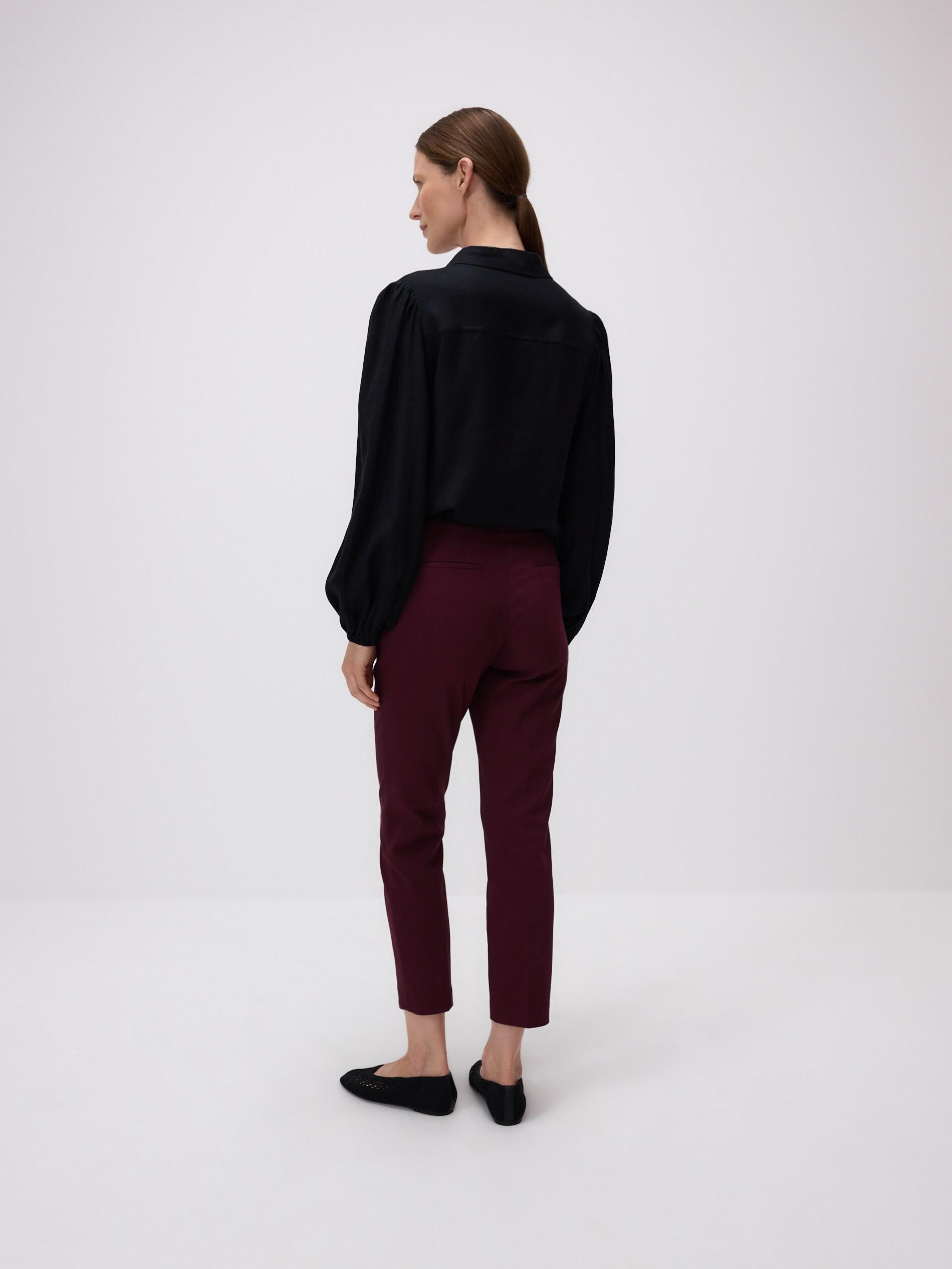 Burgundy Cigarette pants with belt, , large image number 1