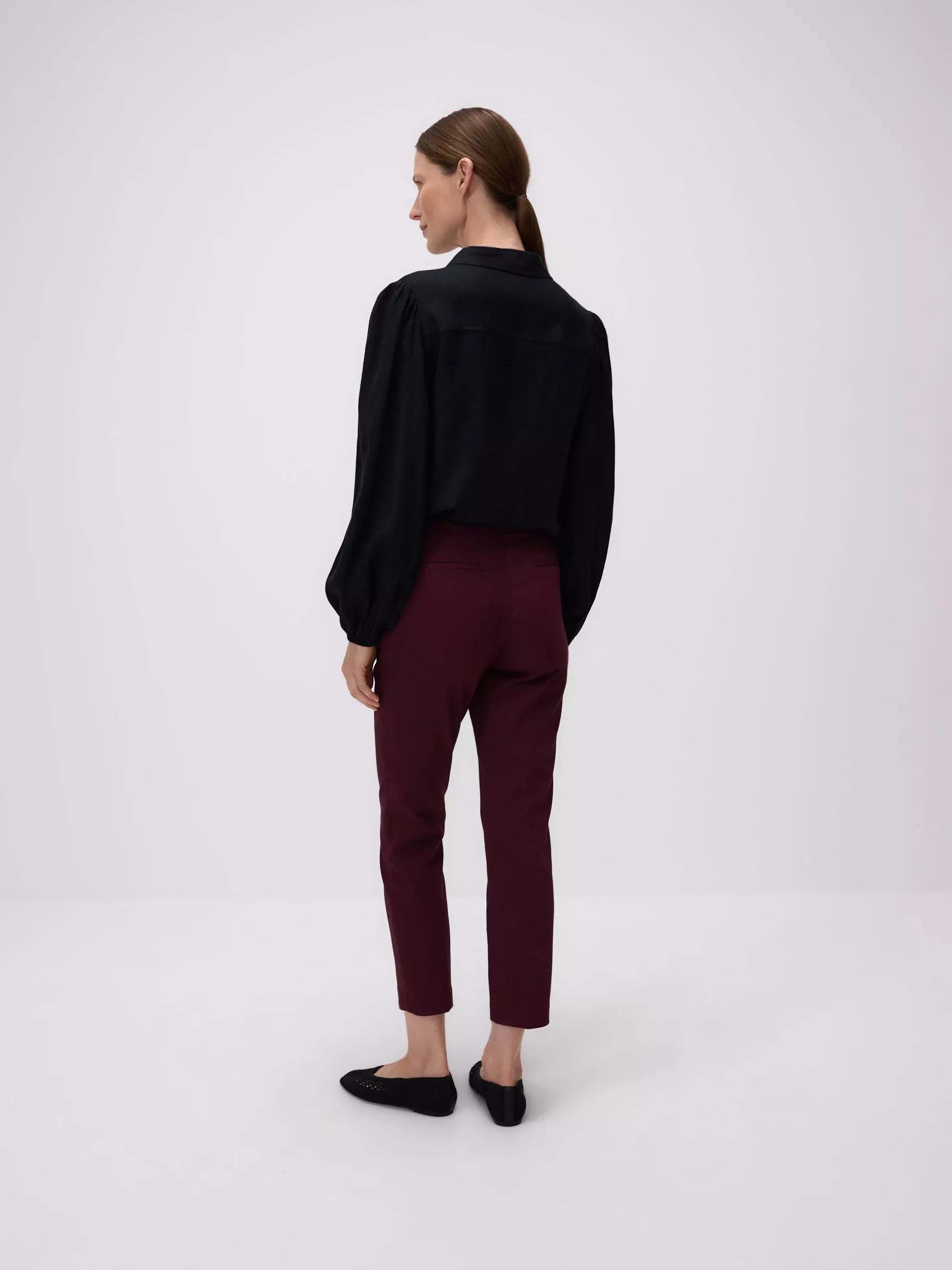 Burgundy Cigarette pants with belt, , large image number 1
