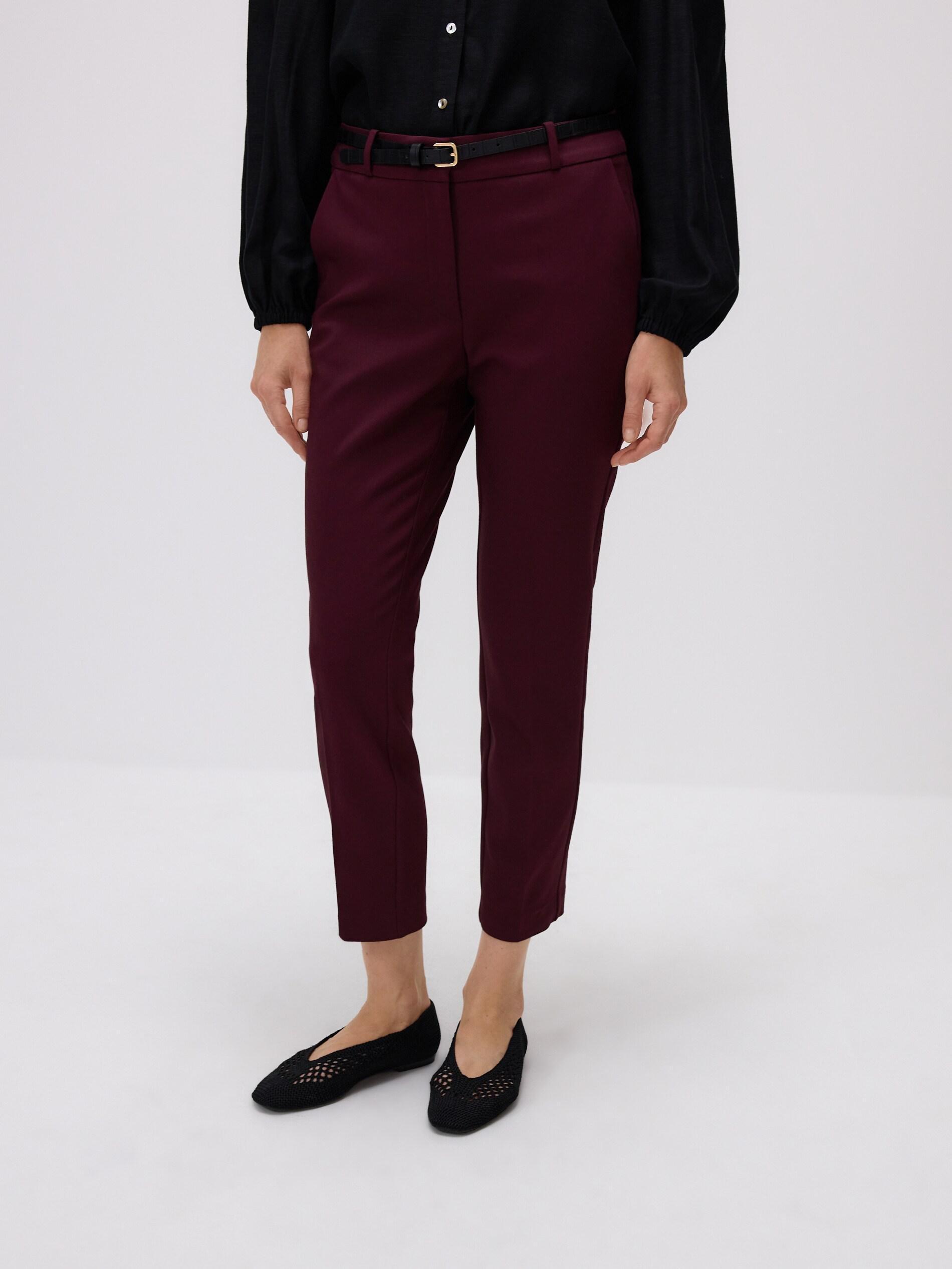 Burgundy Cigarette pants with belt, , large image number 2