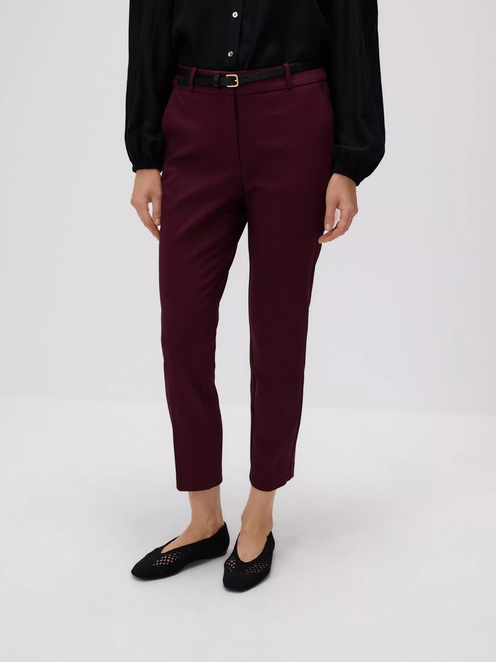 Burgundy Cigarette pants with belt, , large image number 2