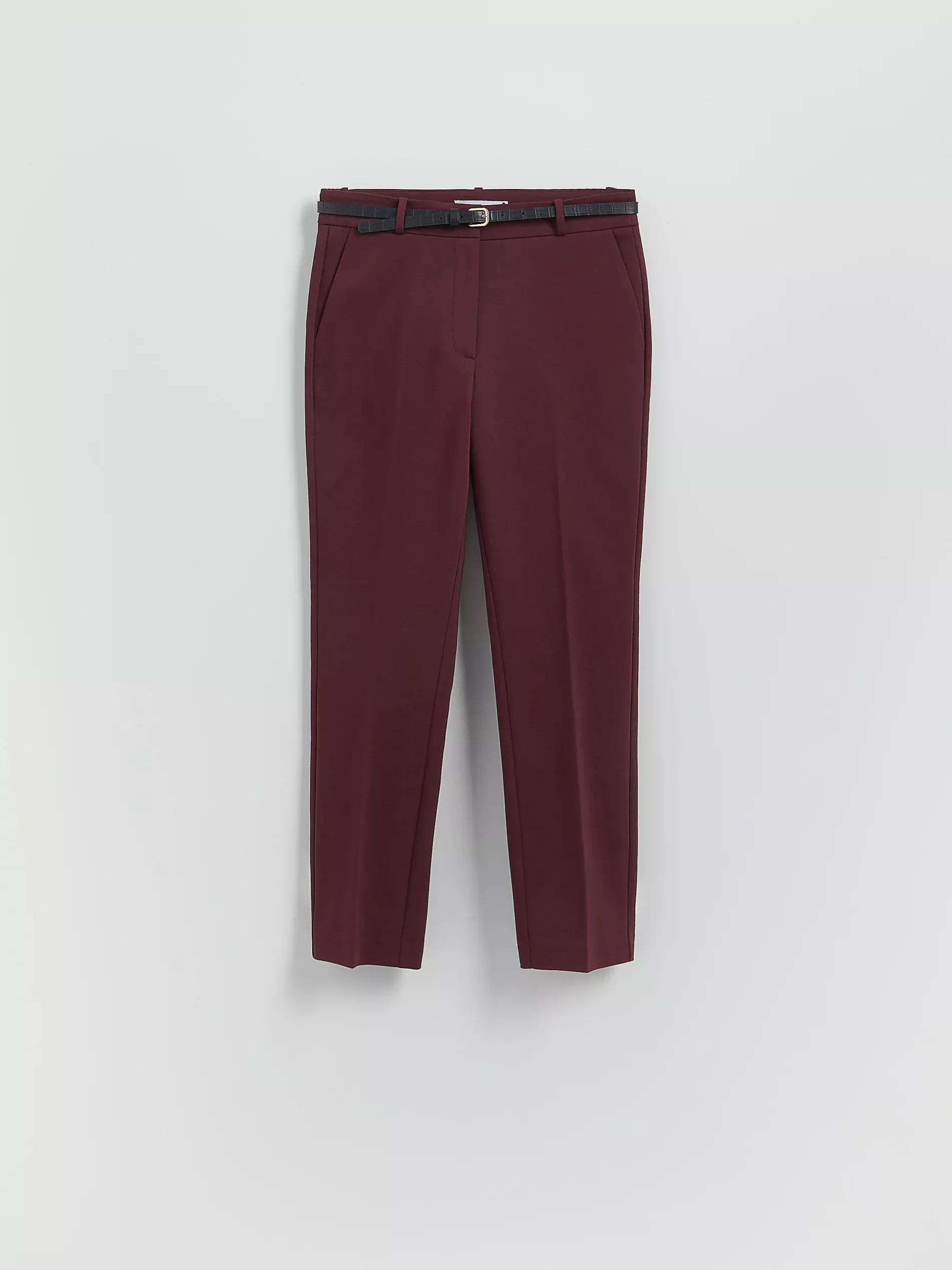 Burgundy Cigarette pants with belt, , large image number 4
