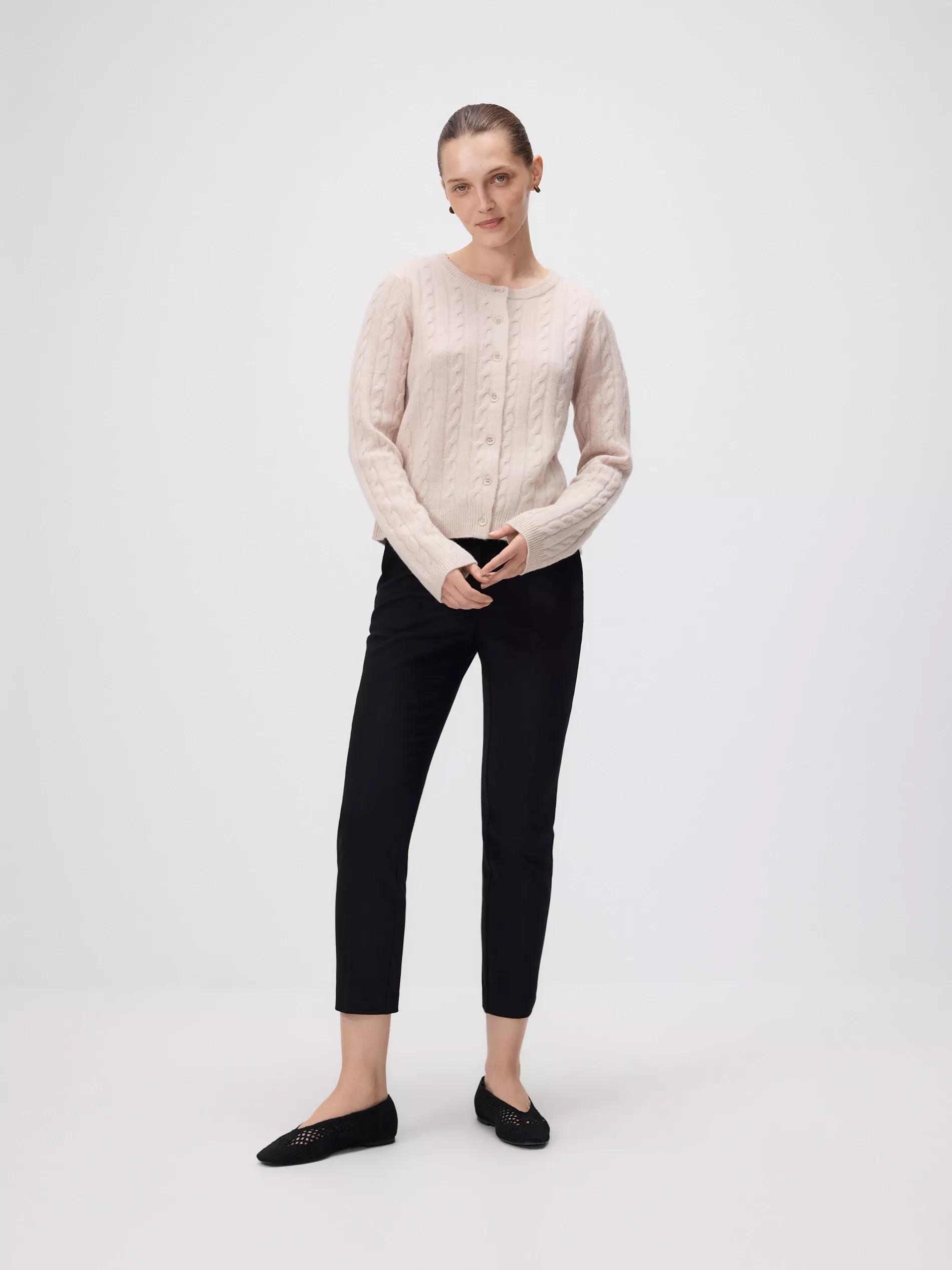 Black Cigarette Trousers With Belt, , large image number 0