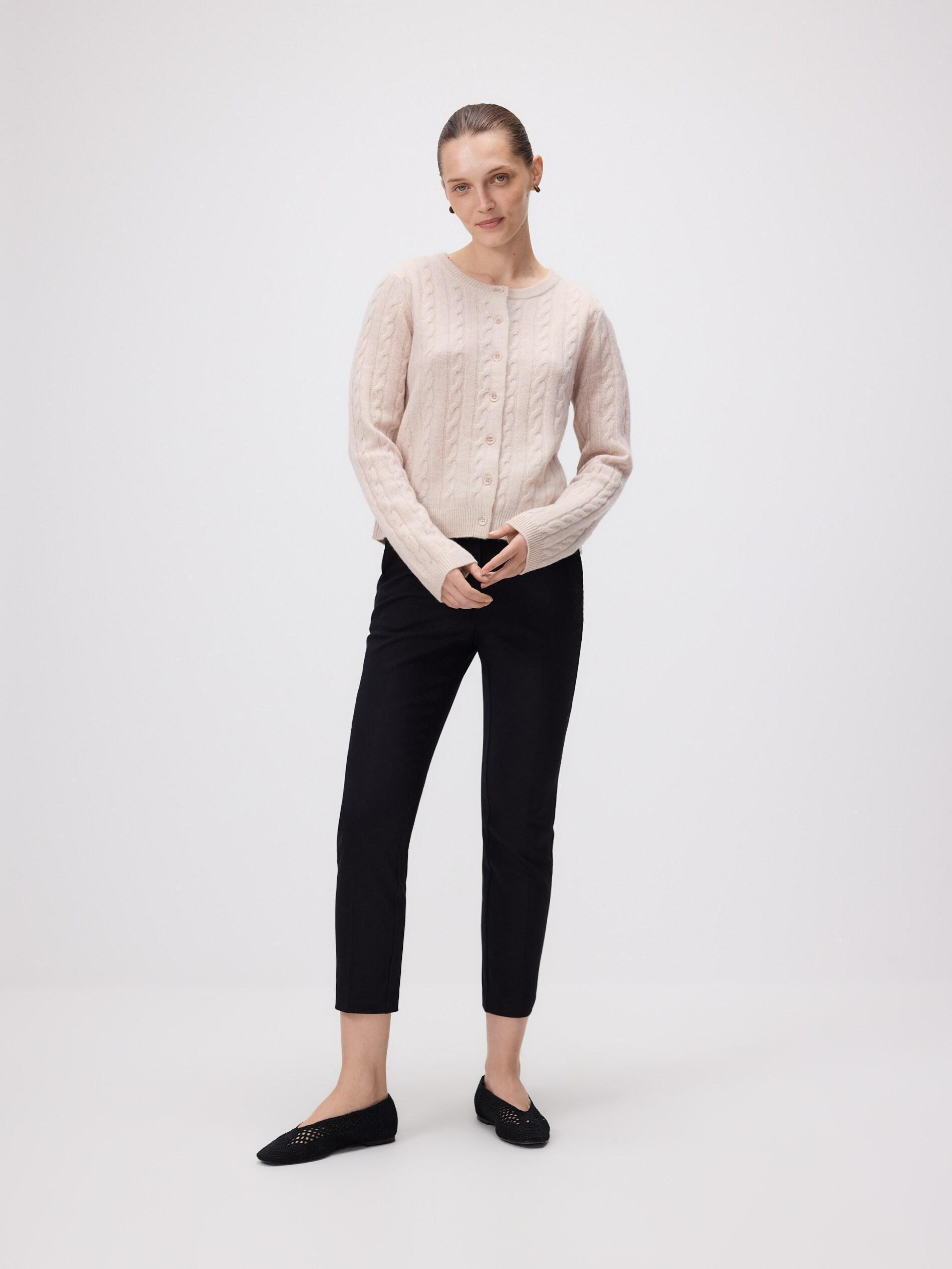 Black Cigarette Trousers With Belt, , large image number 0
