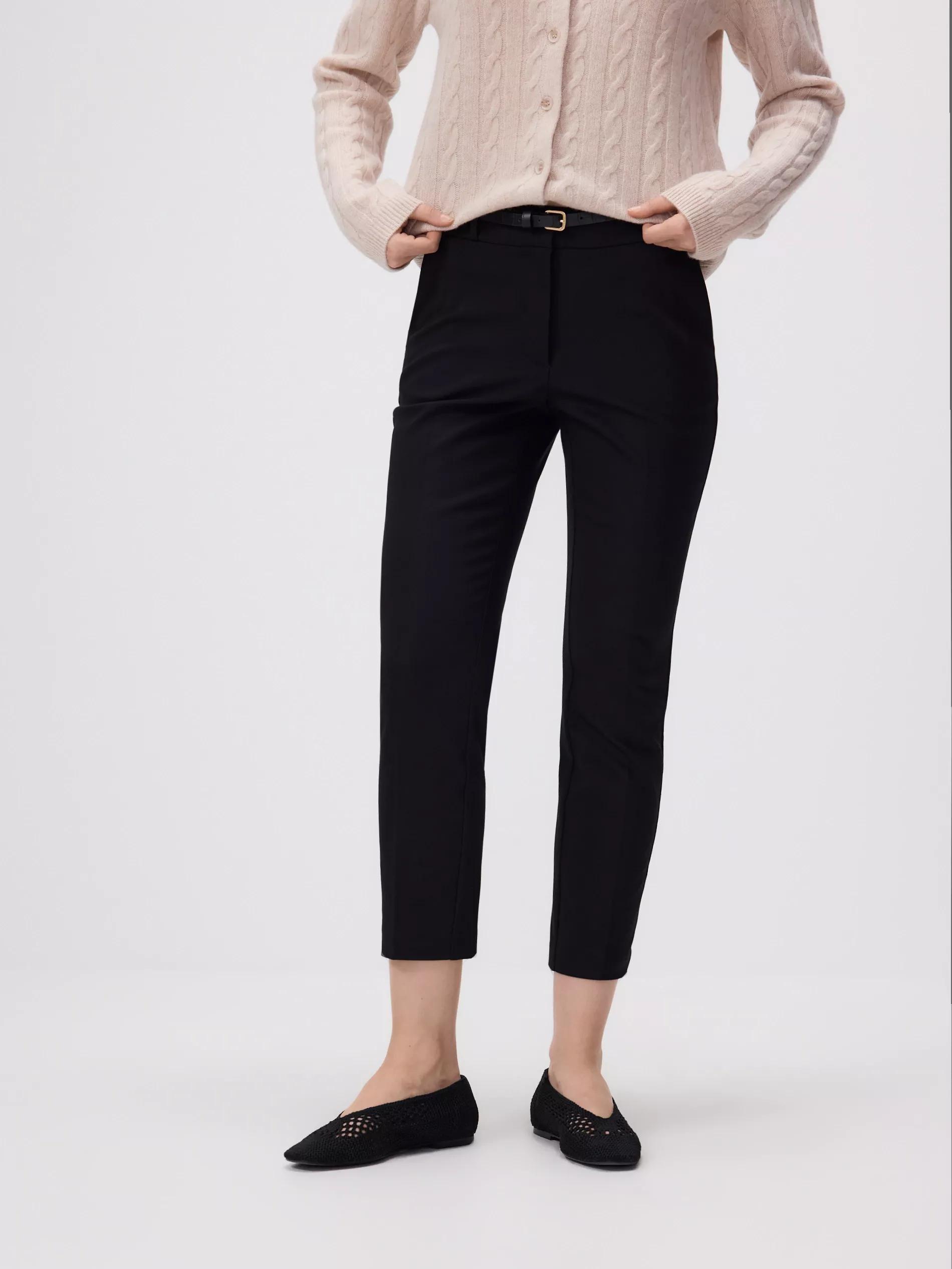 Black Cigarette Trousers With Belt, , large image number 1