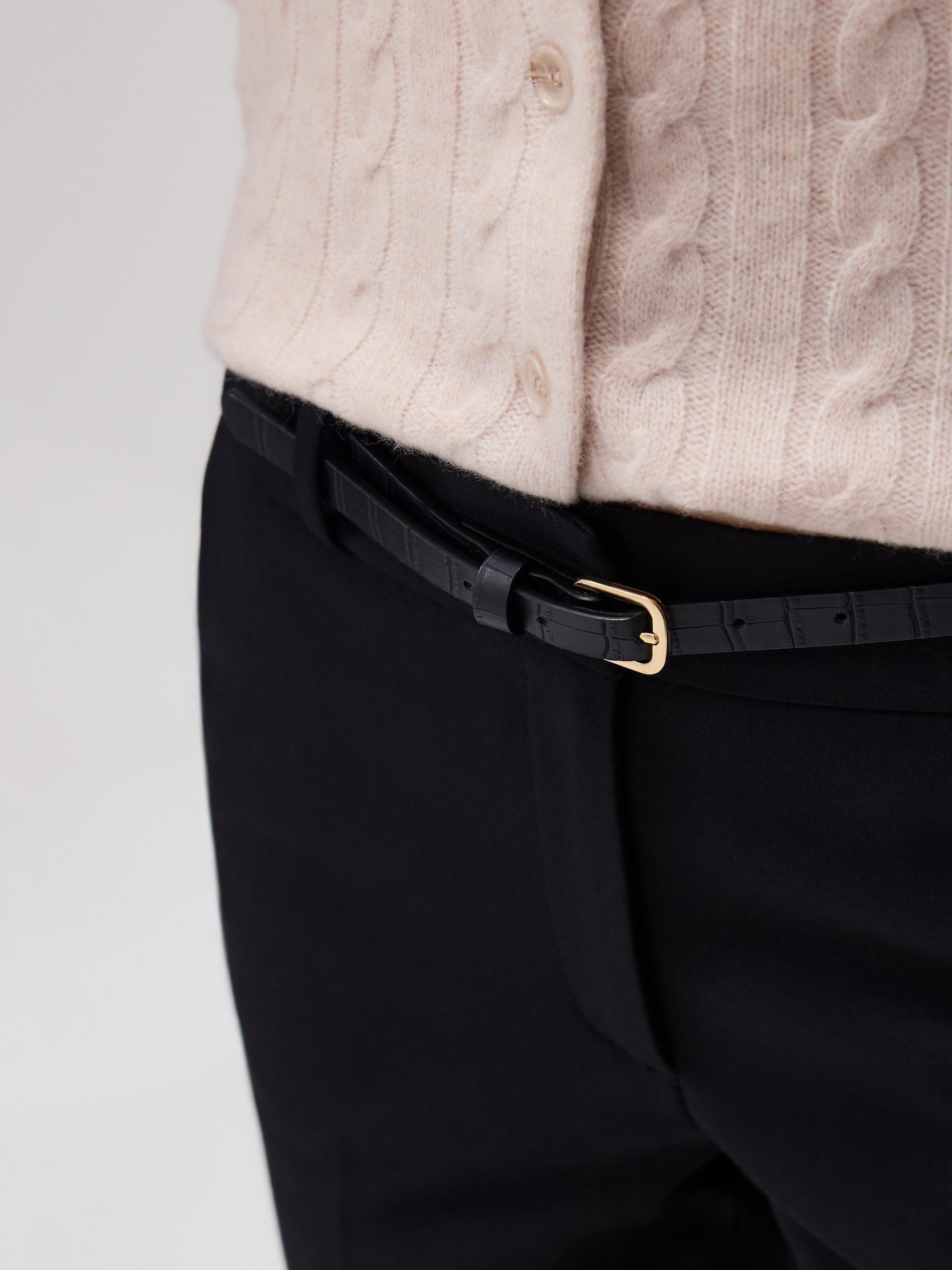 Black Cigarette Trousers With Belt, , large image number 3