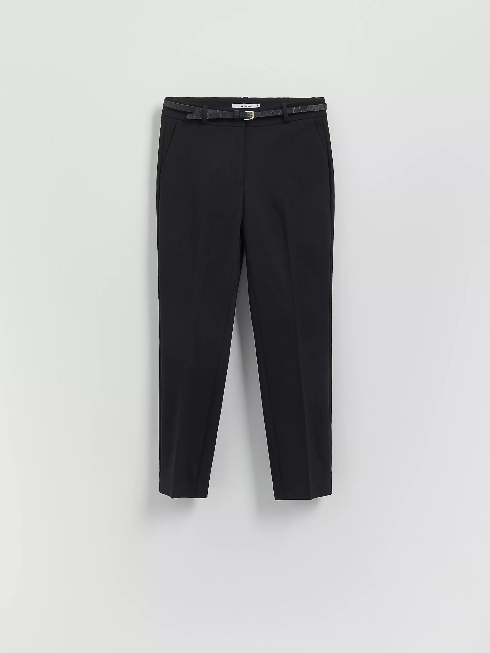 Black Cigarette Trousers With Belt, , large image number 4